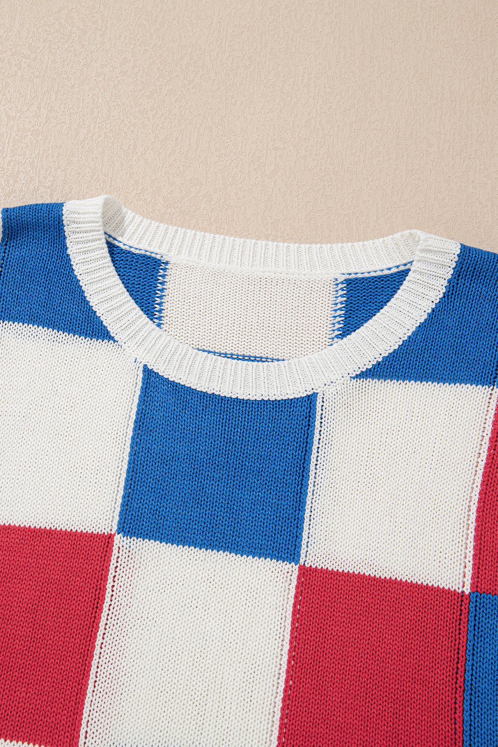 White Color Block Cap Sleeve Sweater-Sweaters & Cardigans/Short Sleeve Sweaters-[Adult]-[Female]-2022 Online Blue Zone Planet