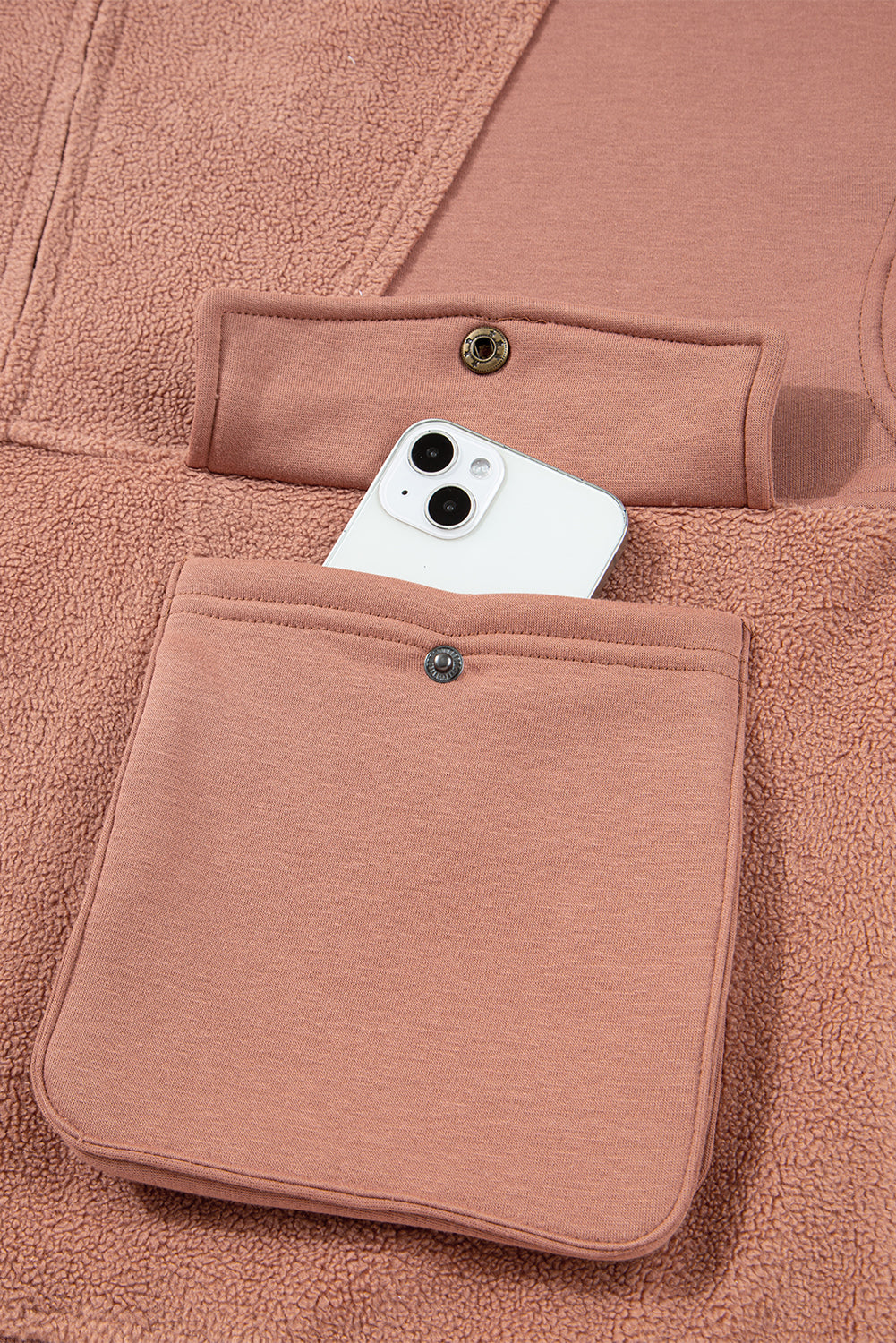Camel Exposed Seam Side Pockets Half Zipper Baggy Sweatshirt-Tops/Sweatshirts & Hoodies-[Adult]-[Female]-2022 Online Blue Zone Planet