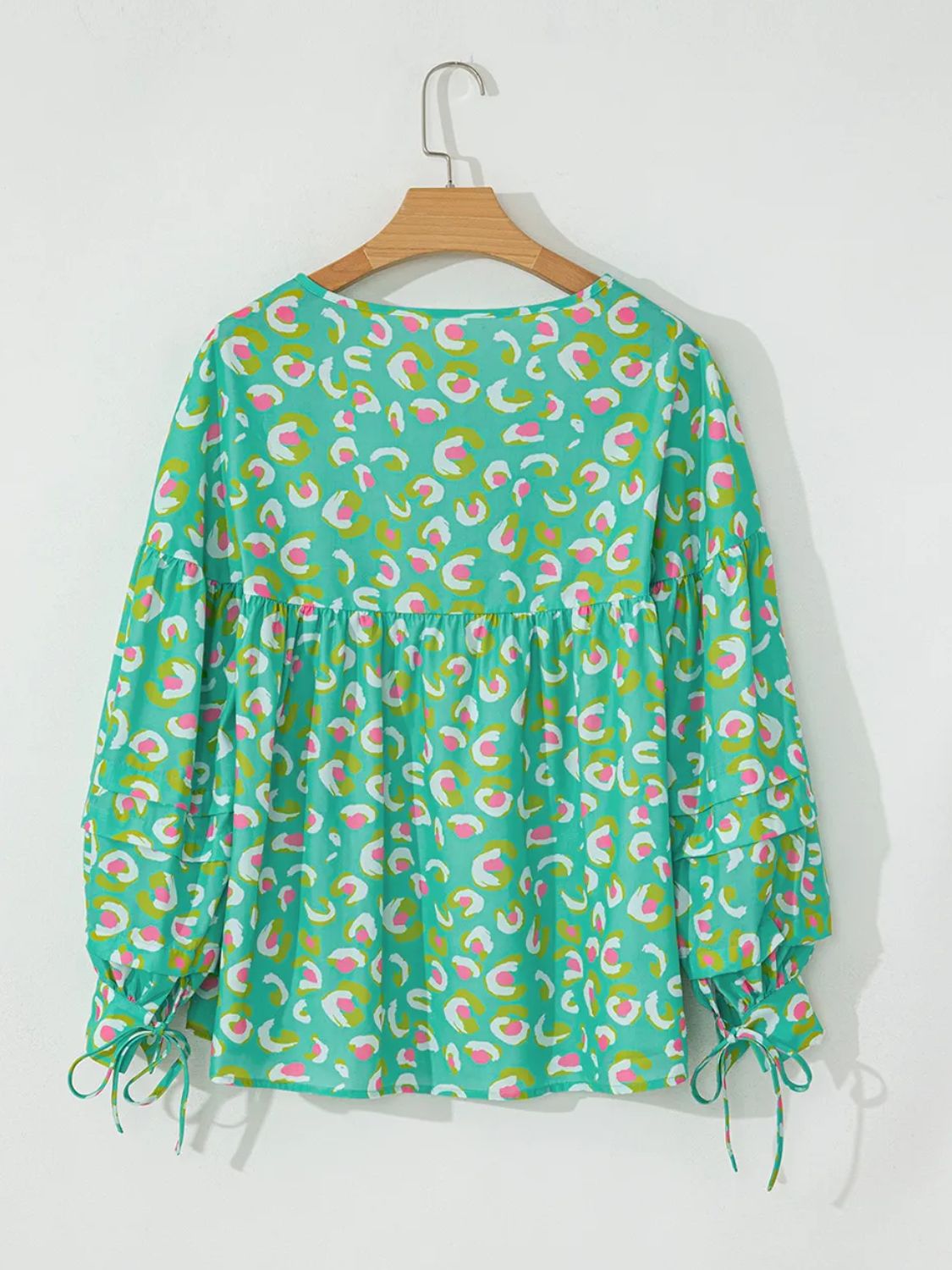 Tied Printed Long Sleeve Blouse-TOPS / DRESSES-[Adult]-[Female]-2022 Online Blue Zone Planet