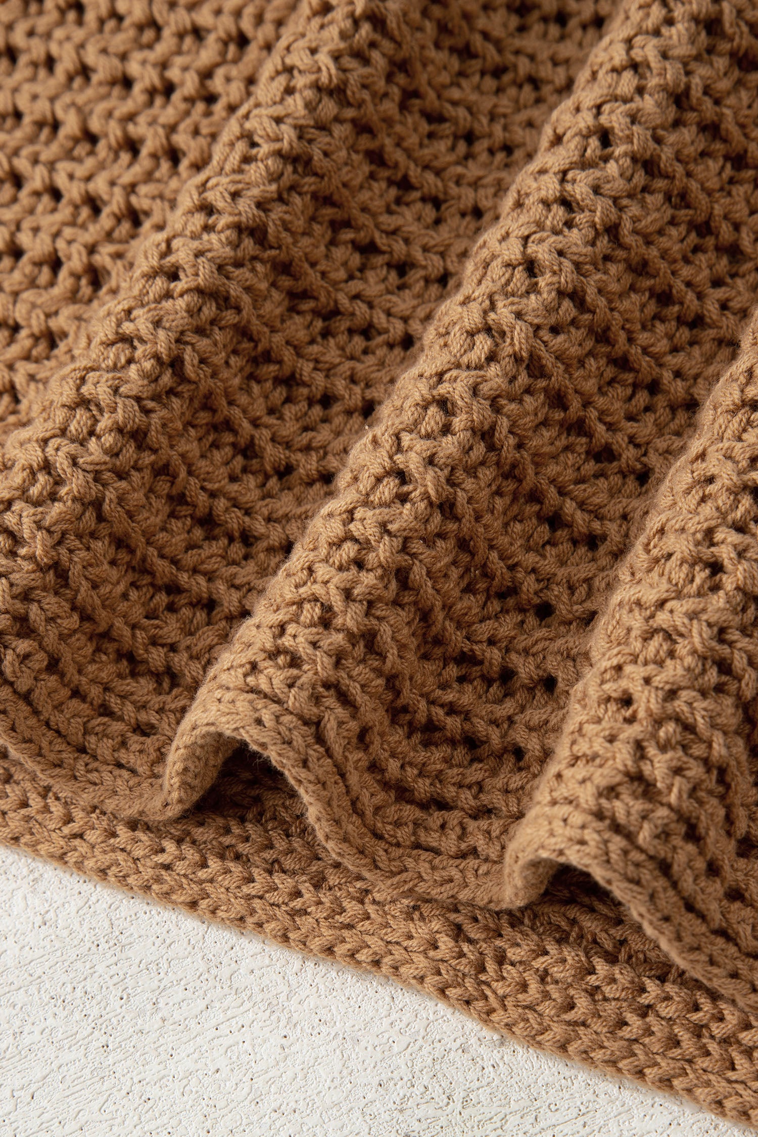 Camel Hollowed Detail Wide Sleeve Loose Pullover Sweater-TOPS / DRESSES-[Adult]-[Female]-2022 Online Blue Zone Planet