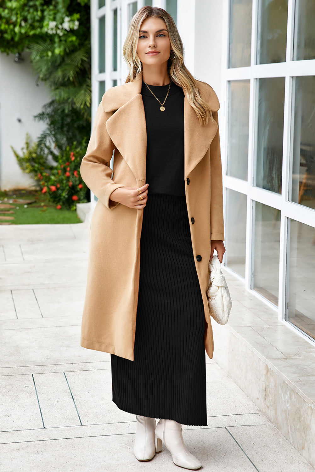 Black Solid Color Knit Dolman Tee Ribbed Split Skirt 2pcs Sweater Set-TOPS / DRESSES-[Adult]-[Female]-2022 Online Blue Zone Planet