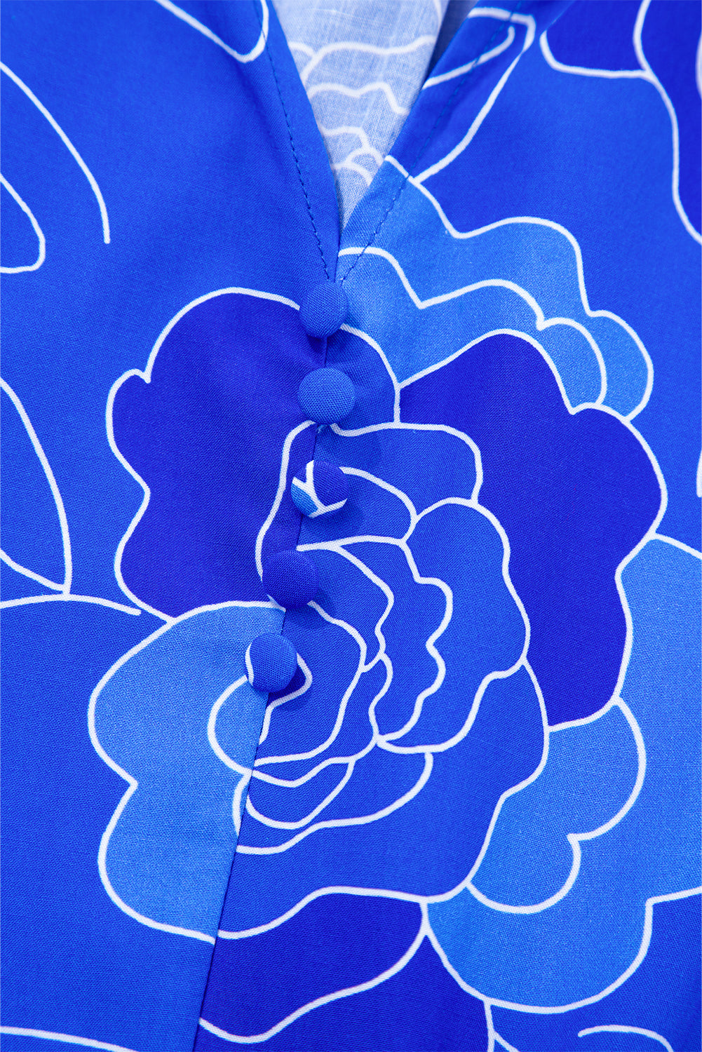 Blue Floral Ruffled Hem V Neck Short Sleeve Flowy Mini Dress-Dresses/Floral Dresses-[Adult]-[Female]-2022 Online Blue Zone Planet