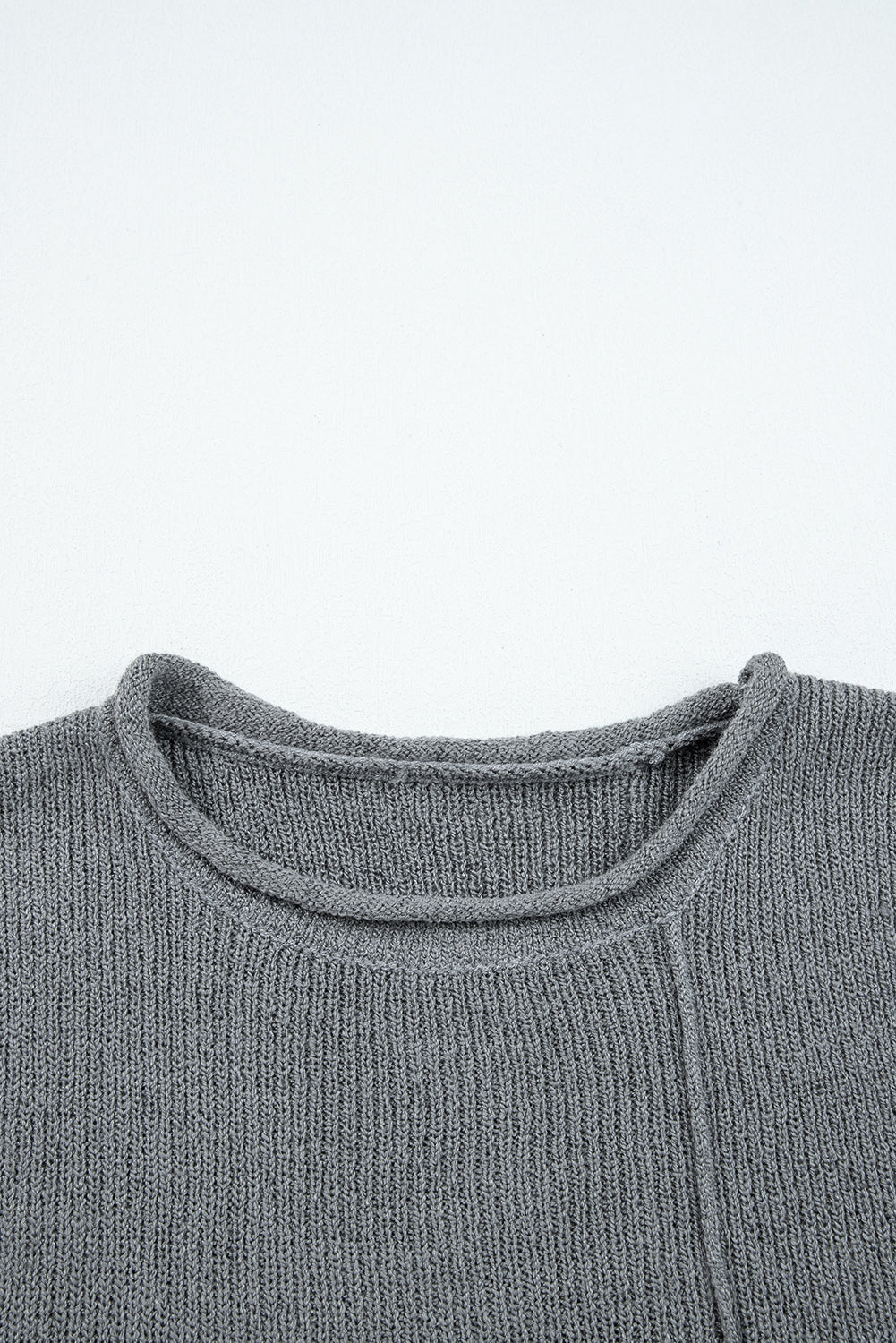 Medium Grey Raw Edge Uneven Hem Patchwork Drop Shoulder Sweater-TOPS / DRESSES-[Adult]-[Female]-2022 Online Blue Zone Planet