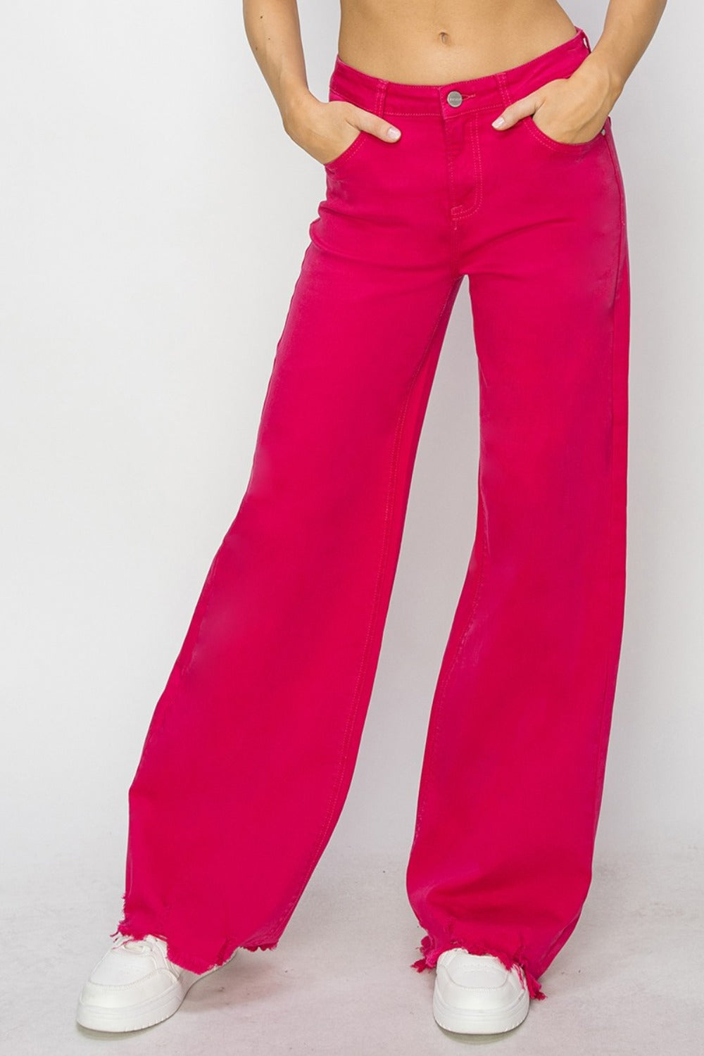 Blue Zone Planet | RISEN High Rise Wide Leg Jeans-TOPS / DRESSES-[Adult]-[Female]-Fuchsia-0(24)-2022 Online Blue Zone Planet