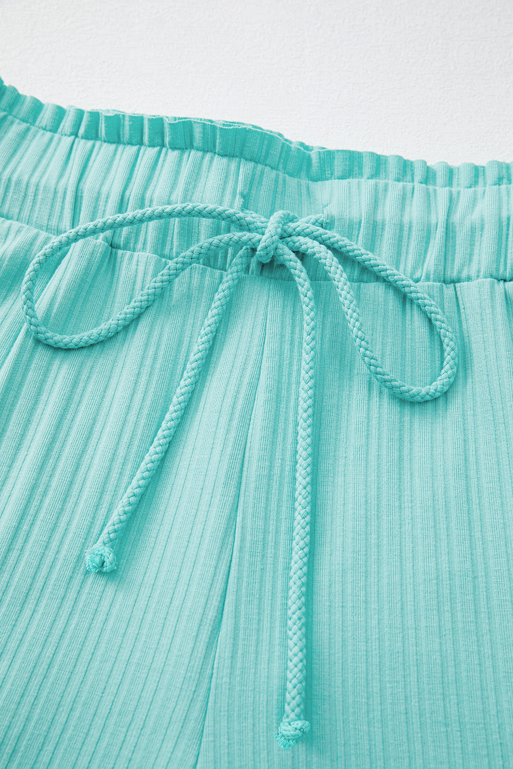 Mint Green Ribbed Button V Neck Tank Top And Shorts Set-Two Piece Sets/Short Sets-[Adult]-[Female]-2022 Online Blue Zone Planet