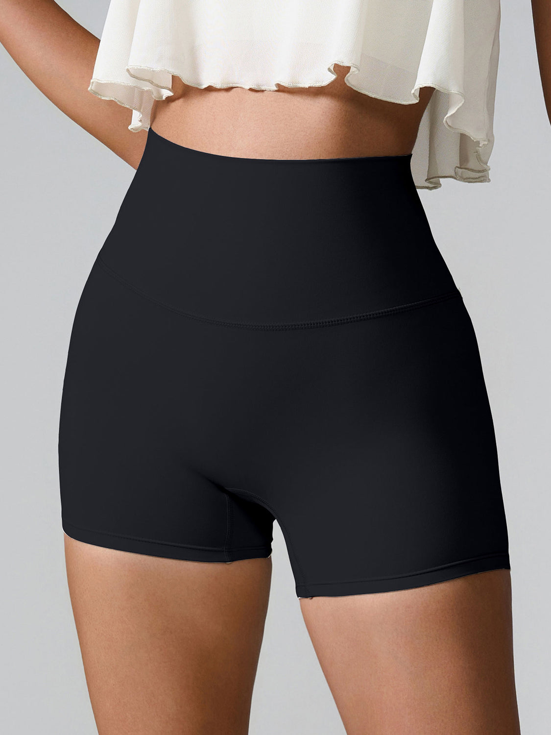 Blue Zone Planet | High Waist Active Shorts-TOPS / DRESSES-[Adult]-[Female]-Black-S-2022 Online Blue Zone Planet