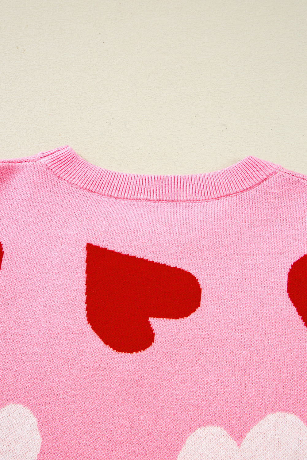 Pink Pearl Embellished Heart Pattern Valentines Day Sweater-TOPS / DRESSES-[Adult]-[Female]-2022 Online Blue Zone Planet