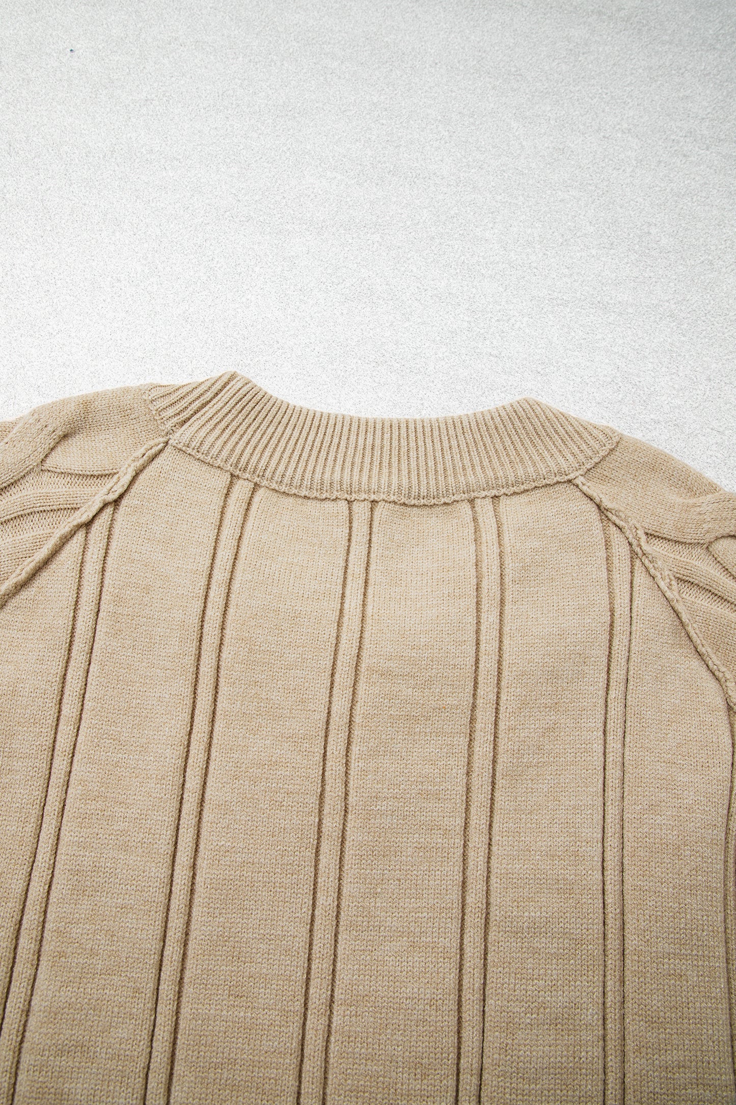 Parchment Oversized Cable Knit Long Sleeve Round Neck Tunic Length Plus Size Sweater-TOPS / DRESSES-[Adult]-[Female]-2022 Online Blue Zone Planet