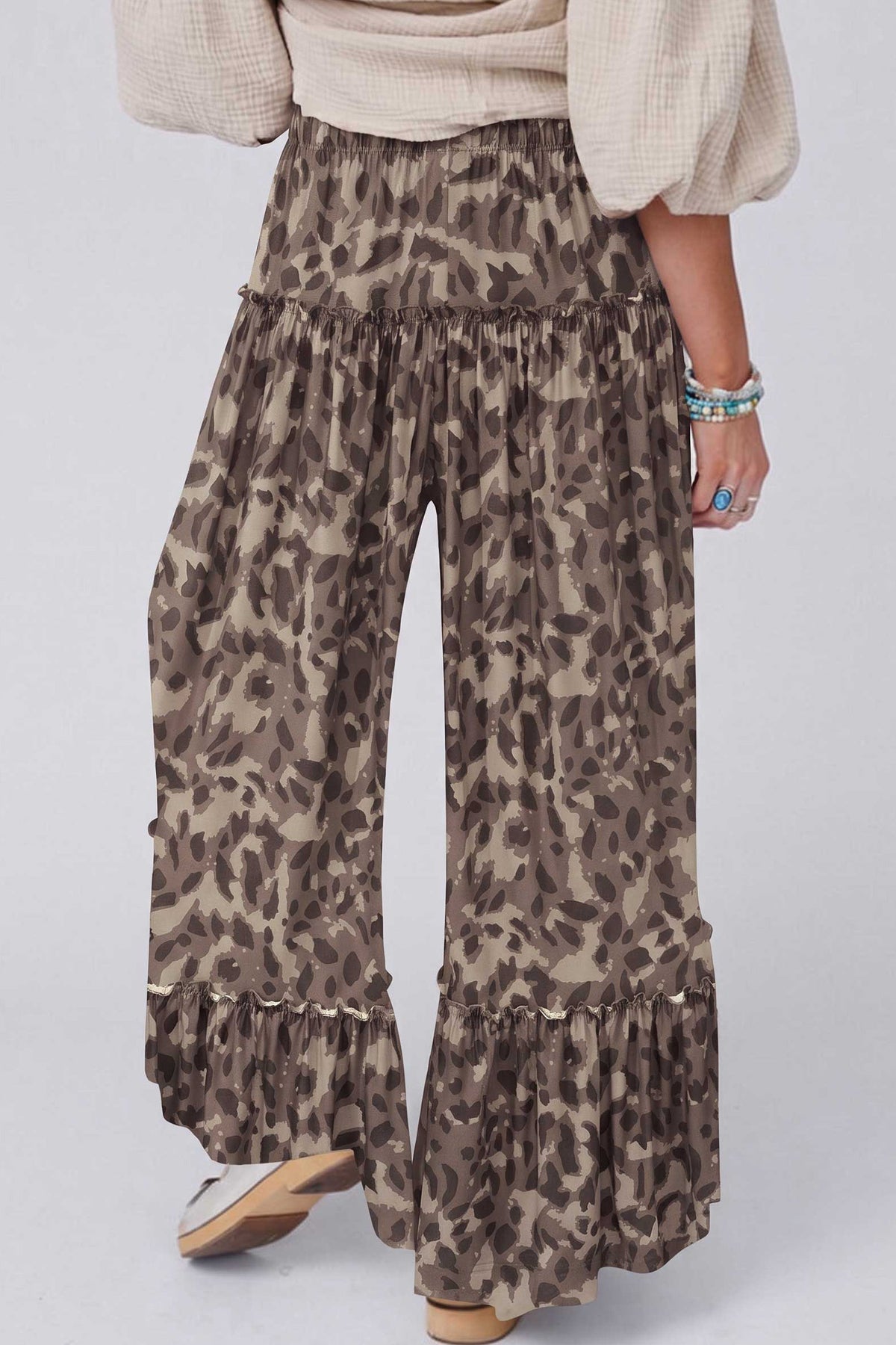 Multicolour Camo Print Wide Leg Casual Pants-Bottoms/Pants & Culotte-[Adult]-[Female]-2022 Online Blue Zone Planet