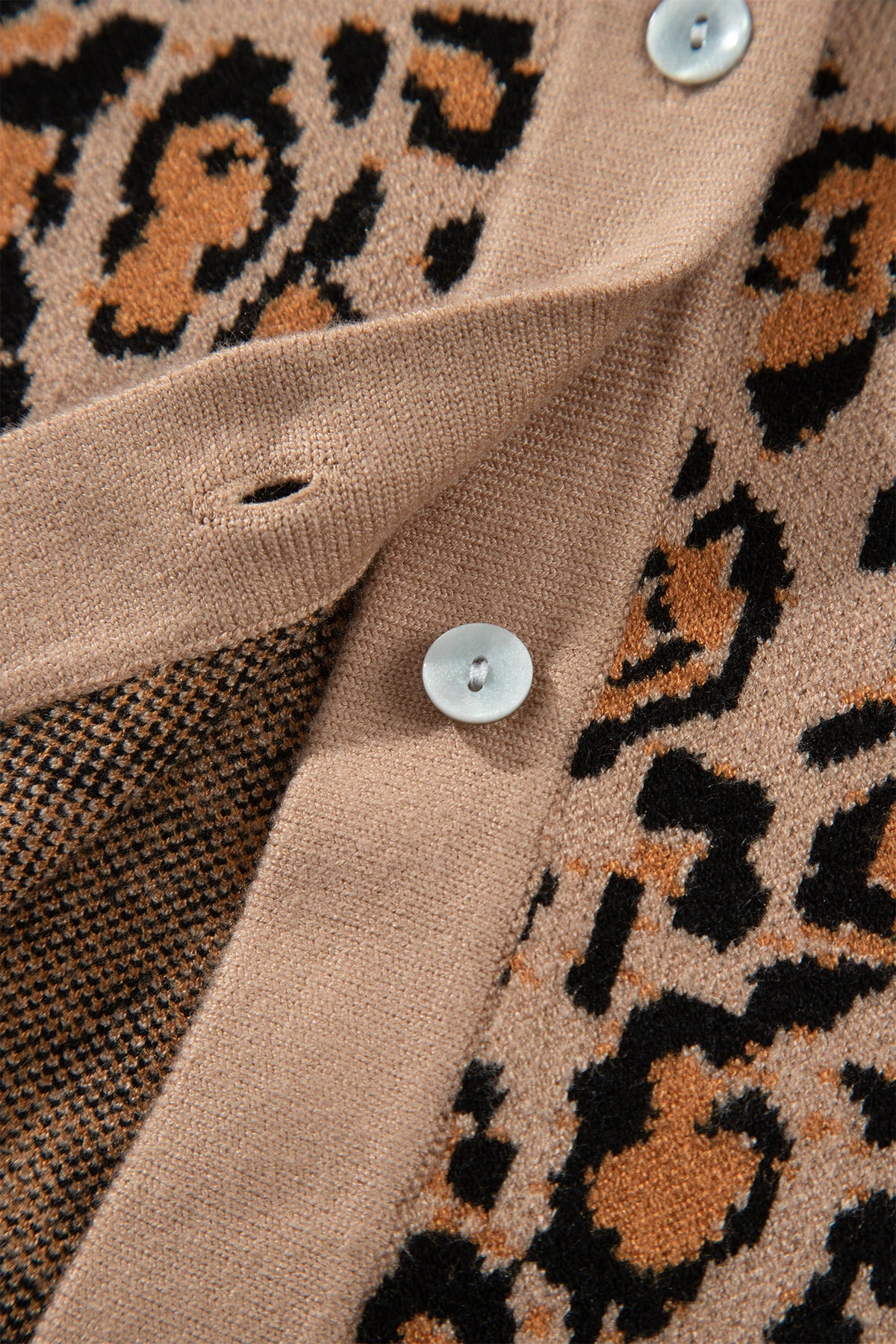 Brown Leopard Print Button-Up Cardigan Long Sleeve Cardigans-Sweaters & Cardigans/Cardigans-[Adult]-[Female]-2022 Online Blue Zone Planet