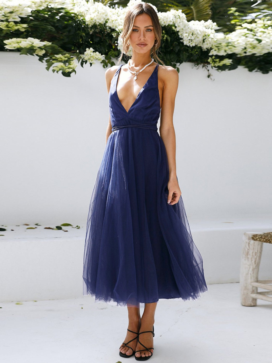 Backless Crisscross Sleeveless Midi Dress-TOPS / DRESSES-[Adult]-[Female]-2022 Online Blue Zone Planet