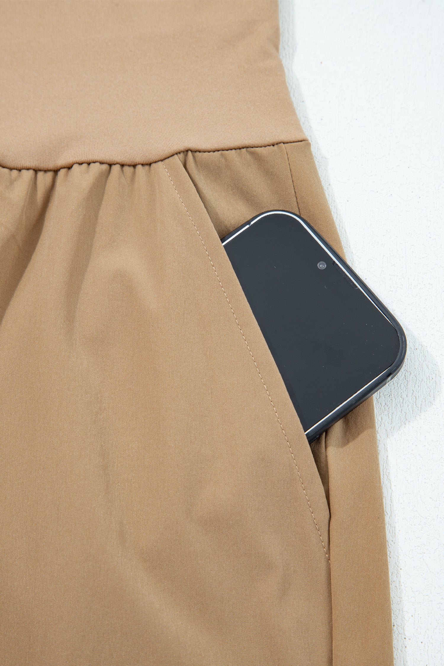 Camel Elastic High Waist Pocketed Cargo Jogger Pants-Bottoms/Pants & Culotte-[Adult]-[Female]-2022 Online Blue Zone Planet