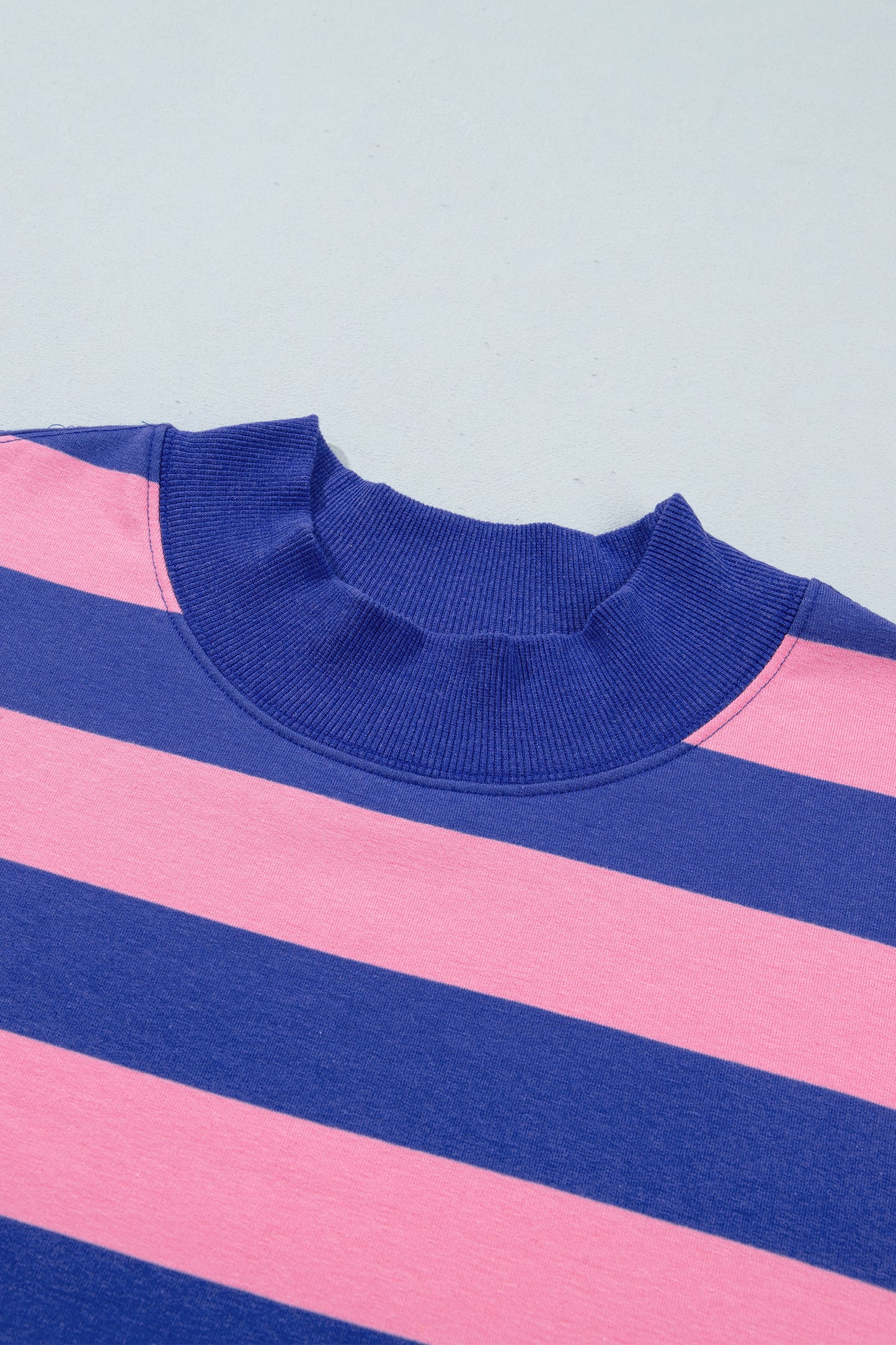 Rose Stripe Colorblock Mock Neck Relaxed Sweatshirt-Tops/Sweatshirts & Hoodies-[Adult]-[Female]-2022 Online Blue Zone Planet