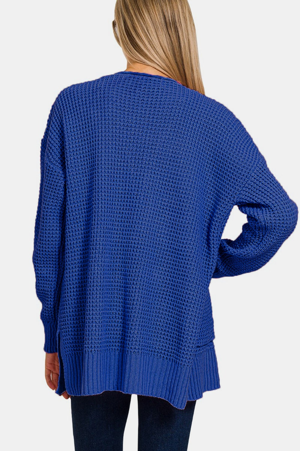 Zenana Waffle Open Front Sweater Cardigan-TOPS / DRESSES-[Adult]-[Female]-2022 Online Blue Zone Planet