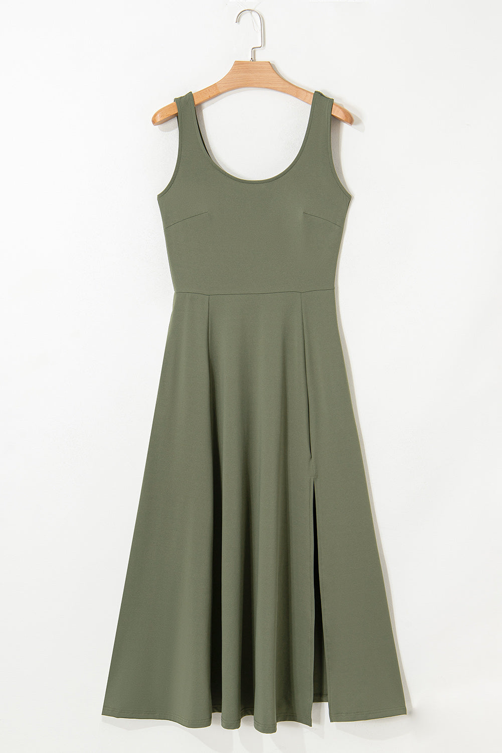 Four Leaf Clover Sleeveless Scoop Neck Flared Split Midi Dress-TOPS / DRESSES-[Adult]-[Female]-2022 Online Blue Zone Planet