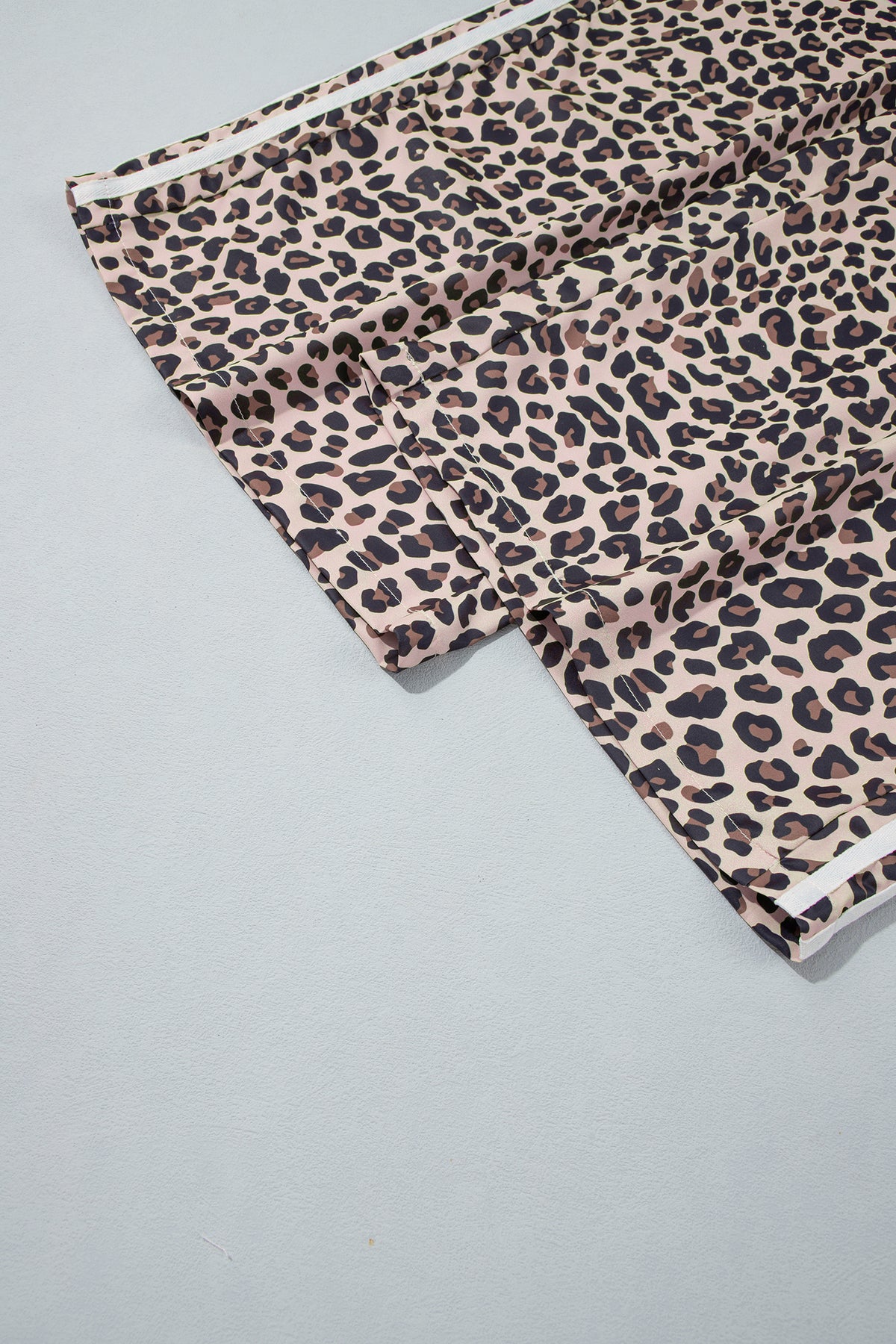 Beige Plus Size Leopard Print Side Stripes Detail Casual Pants-Plus Size/Plus Size Bottoms-[Adult]-[Female]-2022 Online Blue Zone Planet
