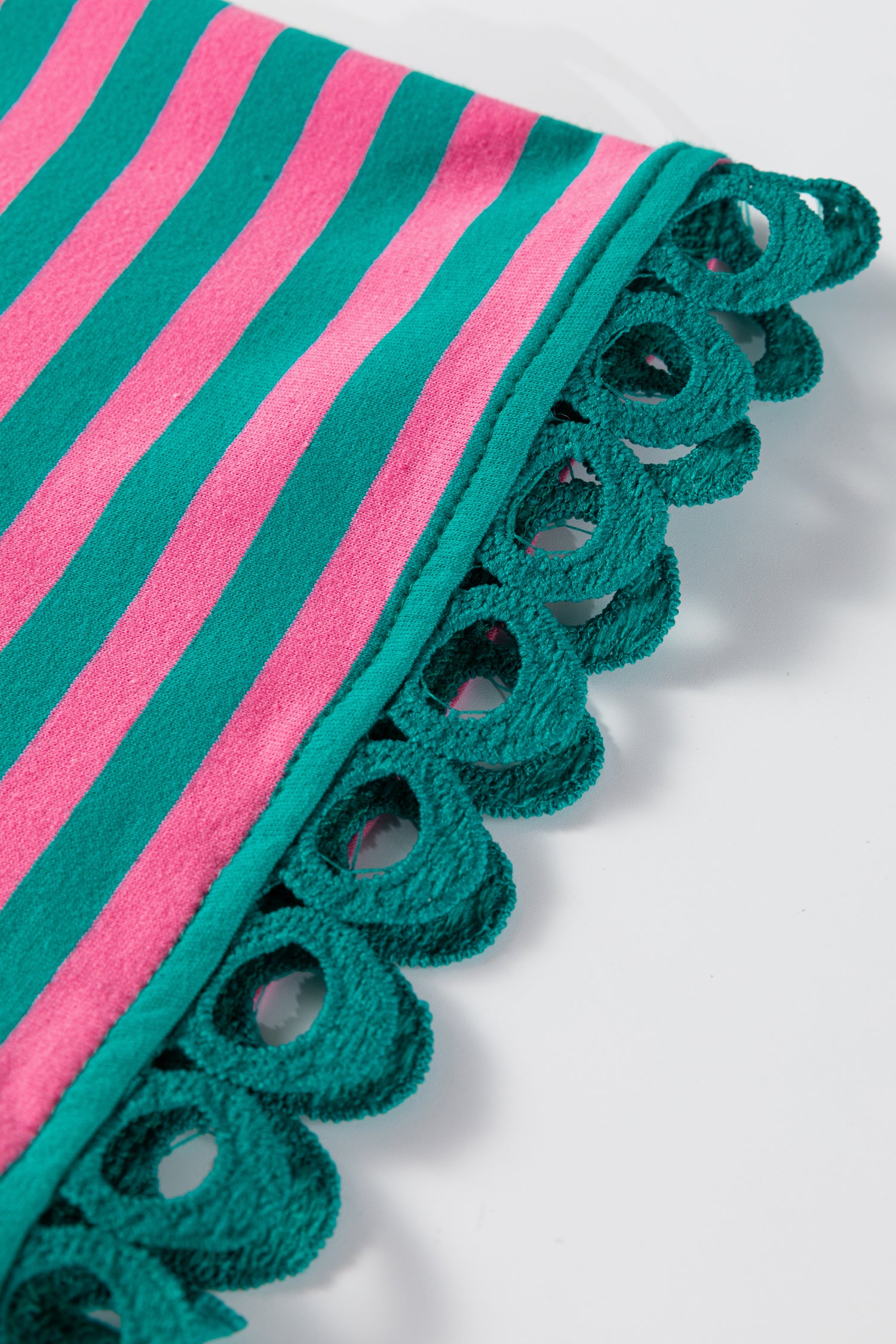 Sachet Pink Striped Print Drop Shoulder Lace Trim Bracelet Sleeve Loose Top-Bracelet-[Adult]-[Female]-2022 Online Blue Zone Planet