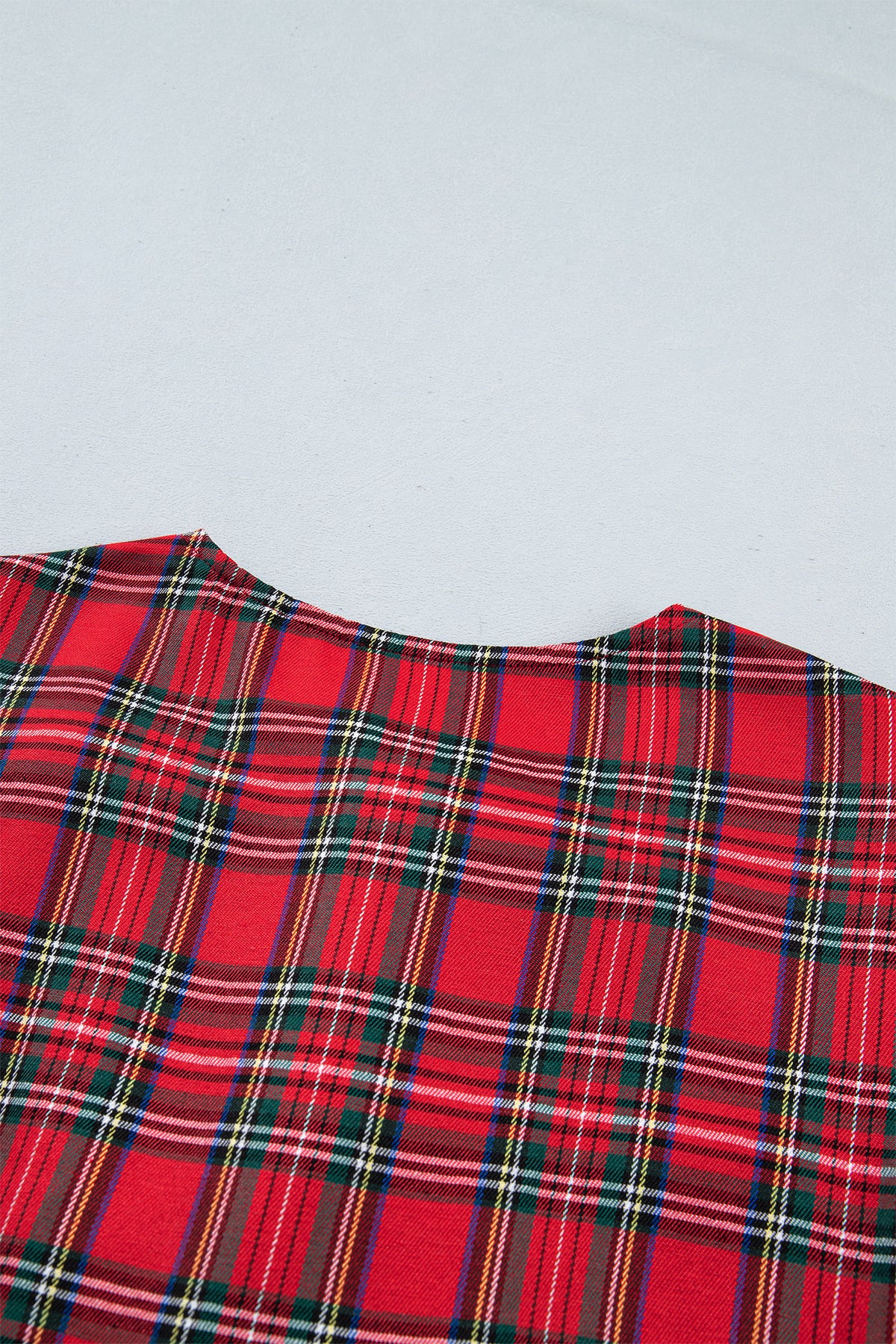 Red Plaid Knot Neck Short Sleeve Mini Shift Dress-TOPS / DRESSES-[Adult]-[Female]-2022 Online Blue Zone Planet