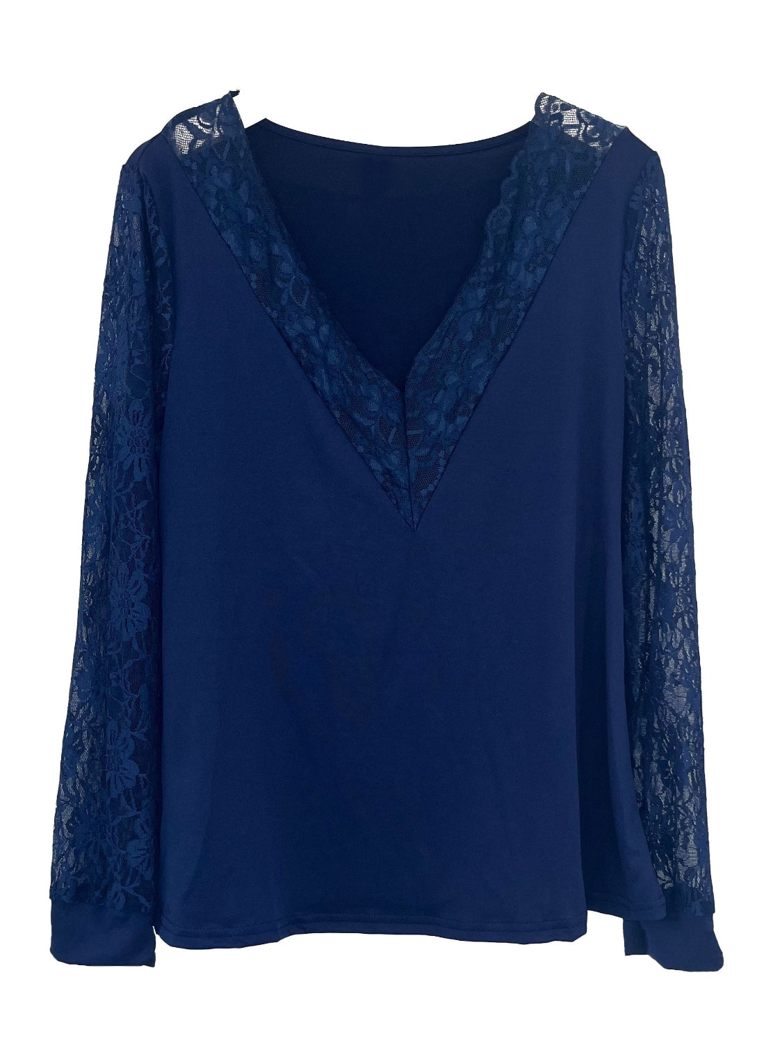 Full Size Lace Detail V-Neck Long Sleeve Blouse-TOPS / DRESSES-[Adult]-[Female]-2022 Online Blue Zone Planet