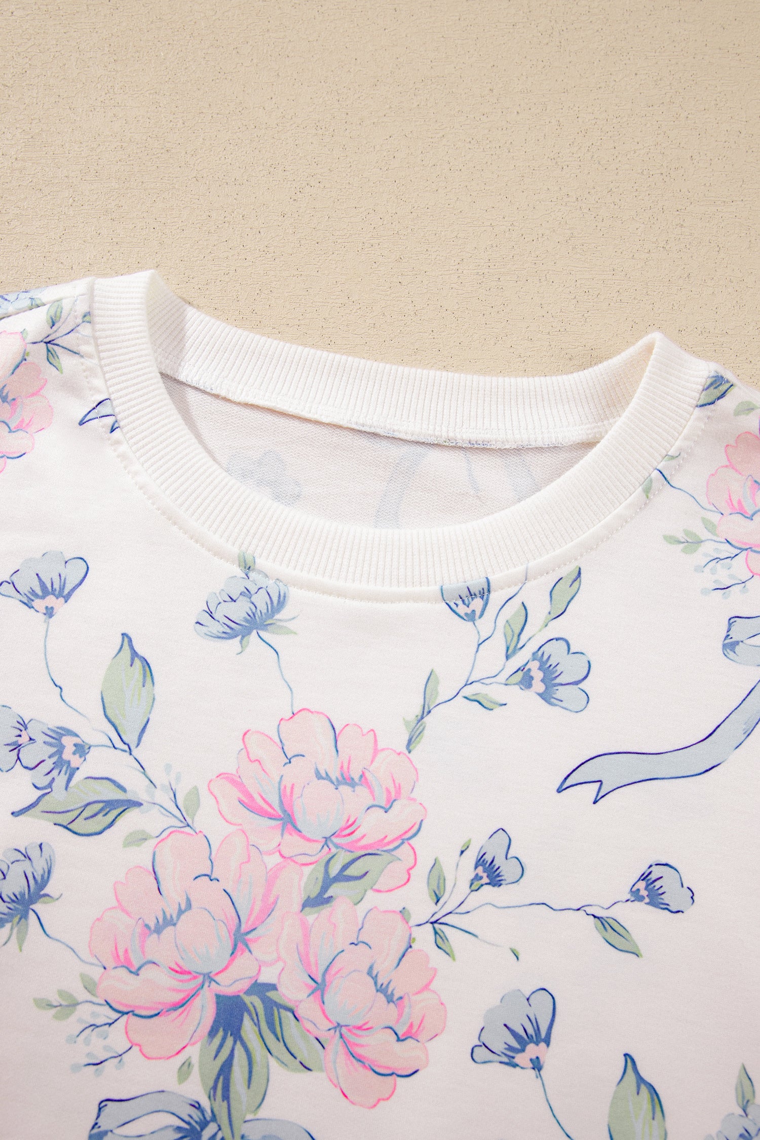White Floral Print Long Sleeve Top Elastic Waist Skort Two Piece Dresses-TOPS / DRESSES-[Adult]-[Female]-2022 Online Blue Zone Planet