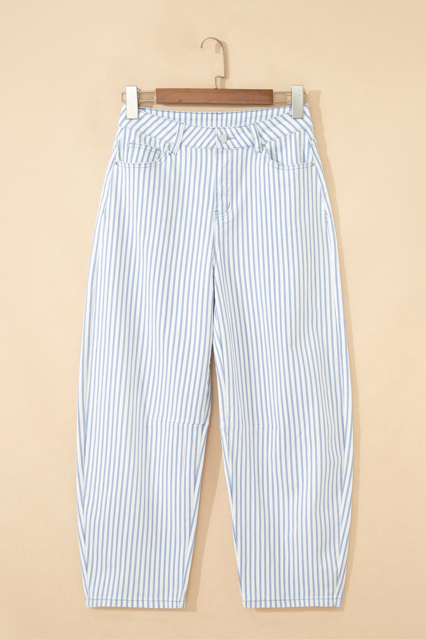 Brown Stripe Casual Barrel Jeans-Bottoms/Jeans-[Adult]-[Female]-2022 Online Blue Zone Planet