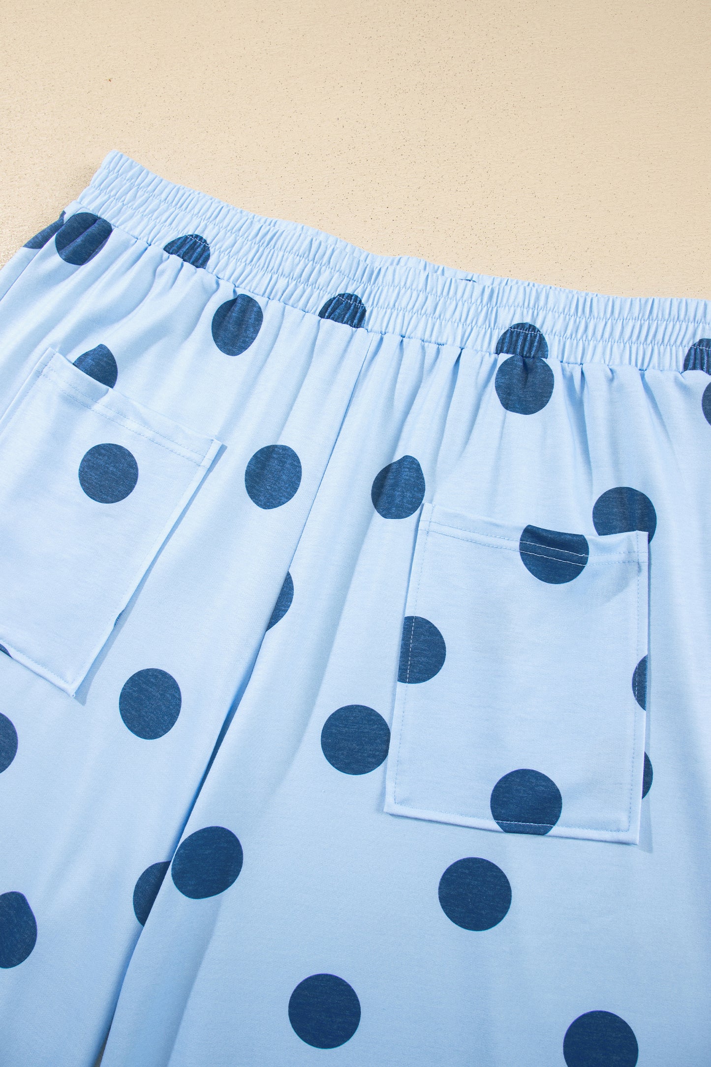 Khaki Polka Dot Elastic Waist Wide Leg Plus Size Pants-Plus Size/Plus Size Bottoms-[Adult]-[Female]-2022 Online Blue Zone Planet