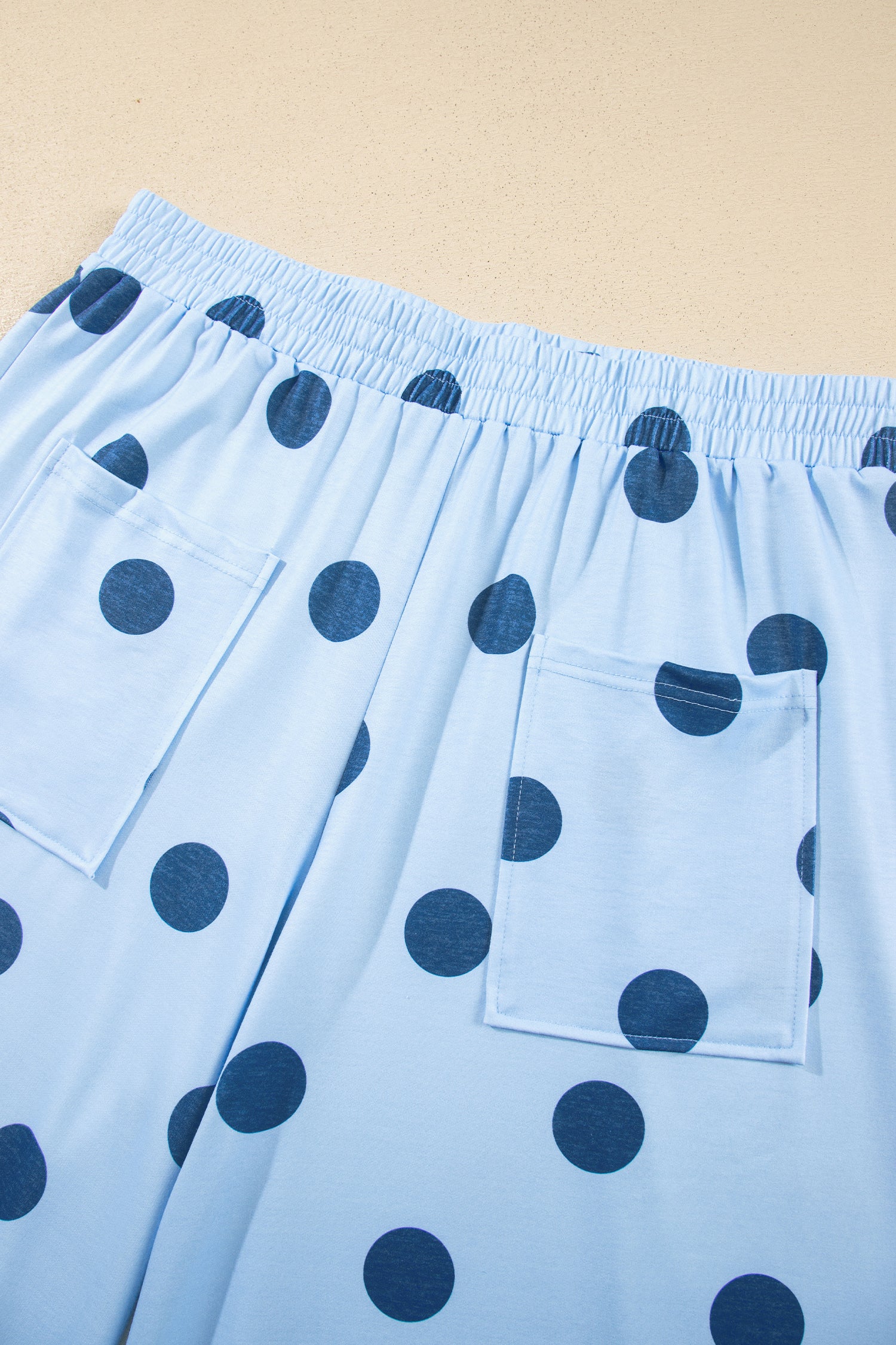 Khaki Polka Dot Elastic Waist Wide Leg Plus Size Pants-Plus Size/Plus Size Bottoms-[Adult]-[Female]-2022 Online Blue Zone Planet