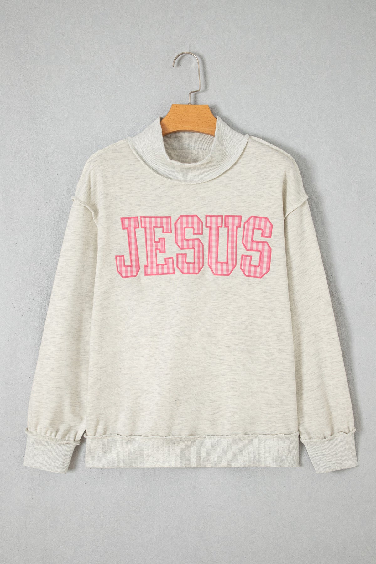 Gray High Neck Polka Dot Slogan Printed Baggy Sweatshirt-Tops/Sweatshirts & Hoodies-[Adult]-[Female]-2022 Online Blue Zone Planet