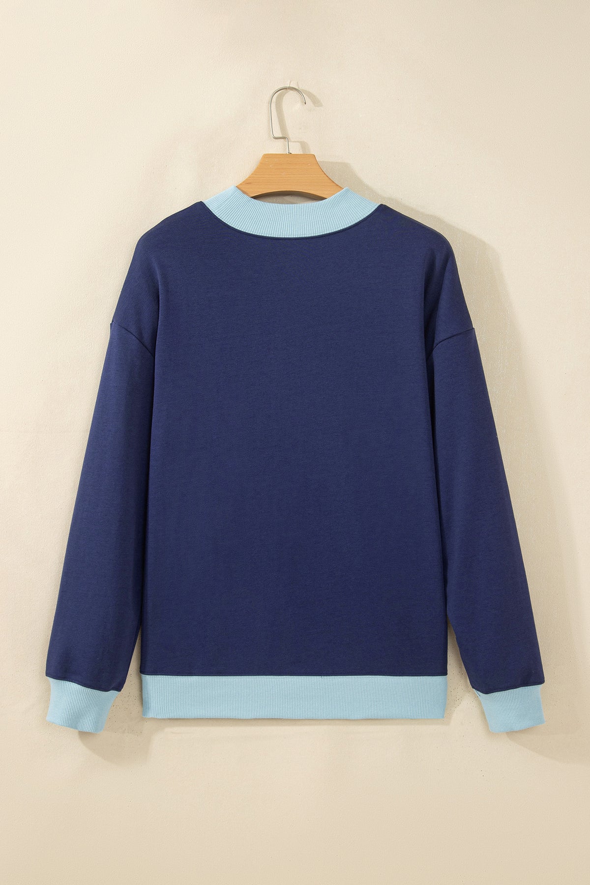 Pink Colorblock Trim Crewneck Long Sleeve Pullover Sweatshirt-Tops/Sweatshirts & Hoodies-[Adult]-[Female]-2022 Online Blue Zone Planet
