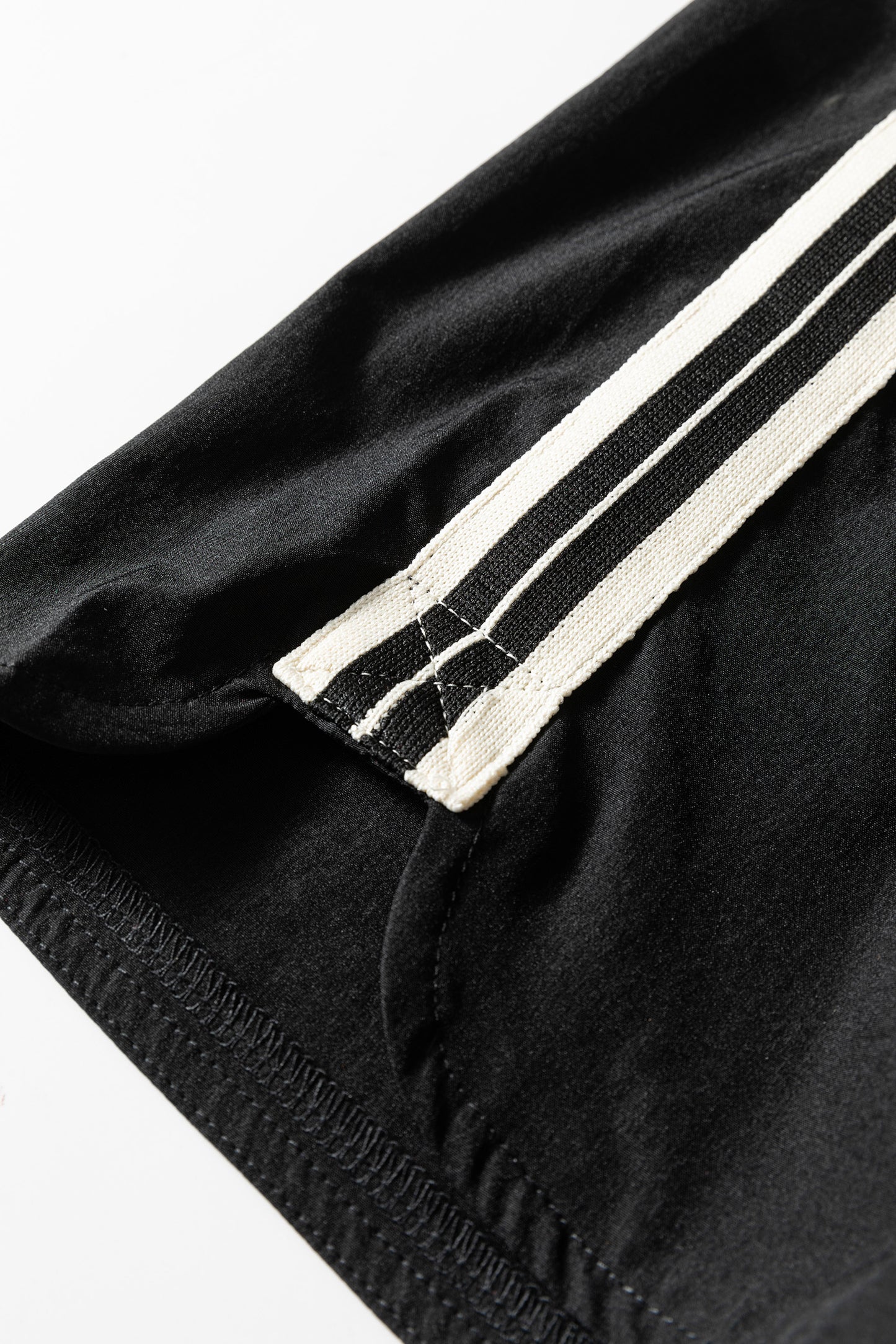 Black Elastic Waist Varsity Striped Detail Athleisure Shorts-Bottoms/Casual Shorts-[Adult]-[Female]-2022 Online Blue Zone Planet