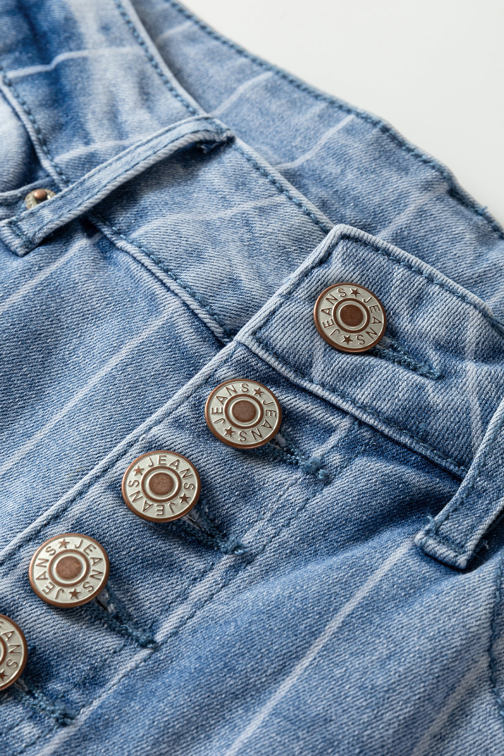 Beau Blue Multi Buttons Pinstripe Wide Leg Jeans-Bottoms/Jeans-[Adult]-[Female]-2022 Online Blue Zone Planet