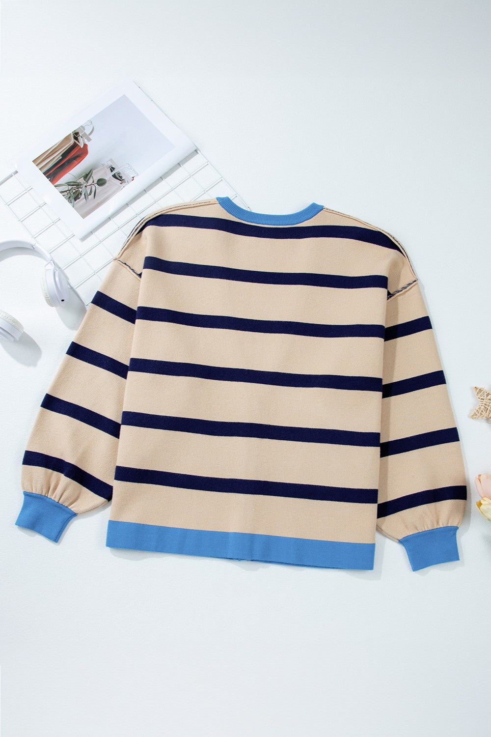 Blue Zone Planet | Striped Button Up Long Sleeve Cardigan-TOPS / DRESSES-[Adult]-[Female]-2022 Online Blue Zone Planet