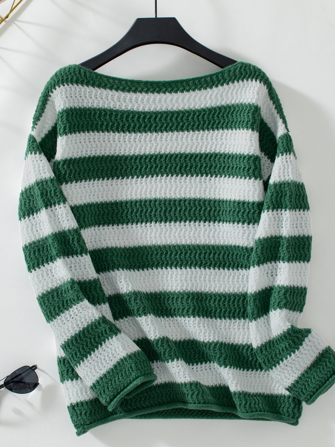 Blue Zone Planet | Striped Dropped Shoulder Long Sleeve Sweater-TOPS / DRESSES-[Adult]-[Female]-2022 Online Blue Zone Planet