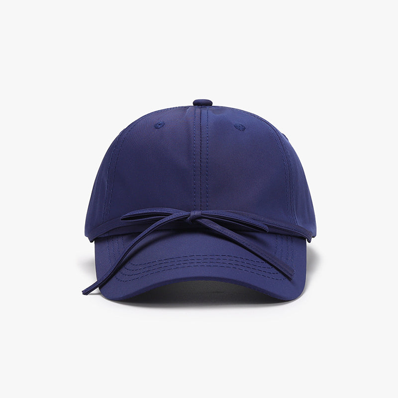 Tied Bow Cotton Baseball Cap-BASEBALL HATS-[Adult]-[Female]-Navy-One Size-2022 Online Blue Zone Planet