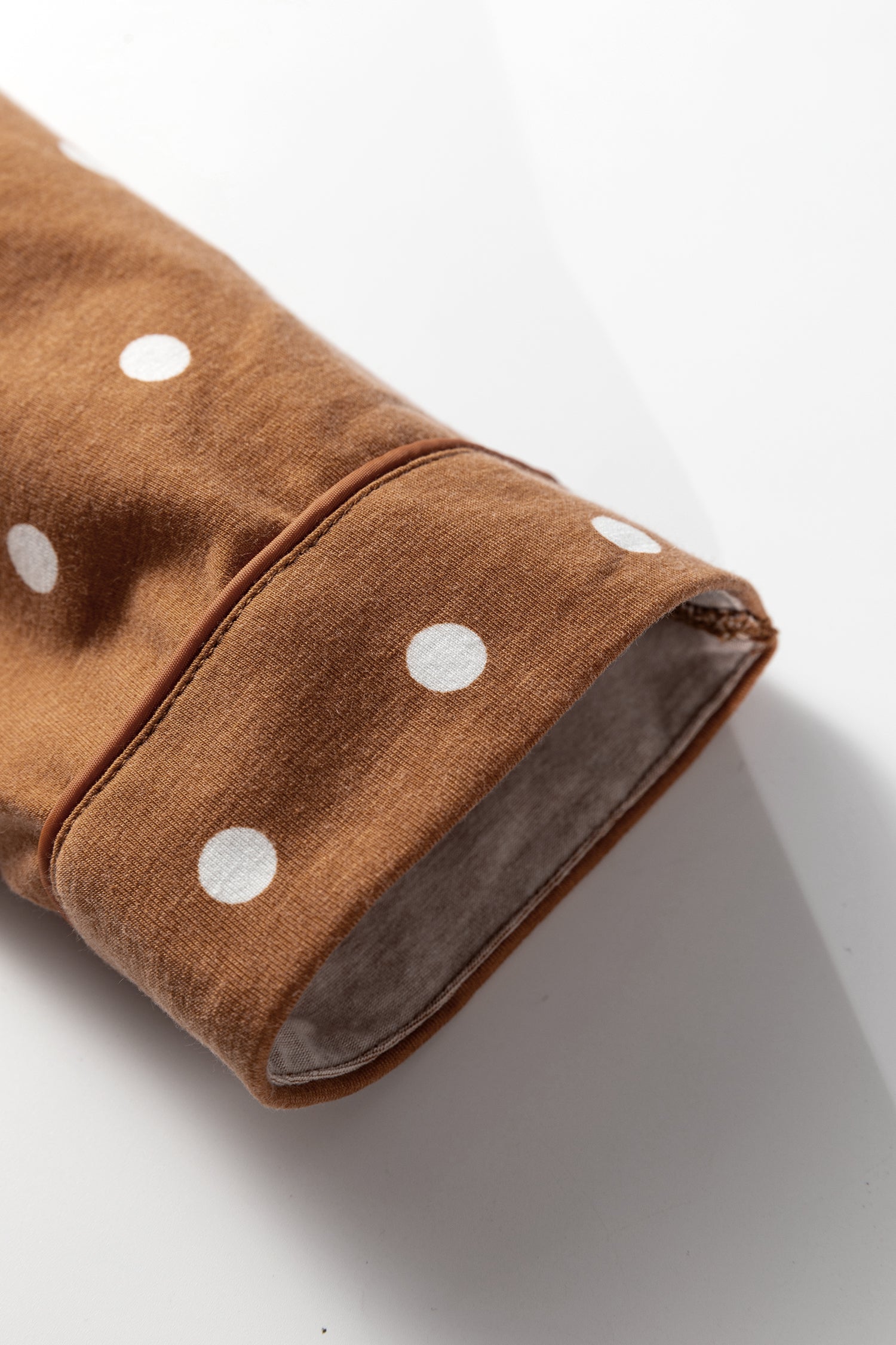 Brown Polka Dot Print Long Sleeve Shirt Pant 2pcs Pajama Set-Loungewear & Sleepwear/Sleepwear-[Adult]-[Female]-2022 Online Blue Zone Planet