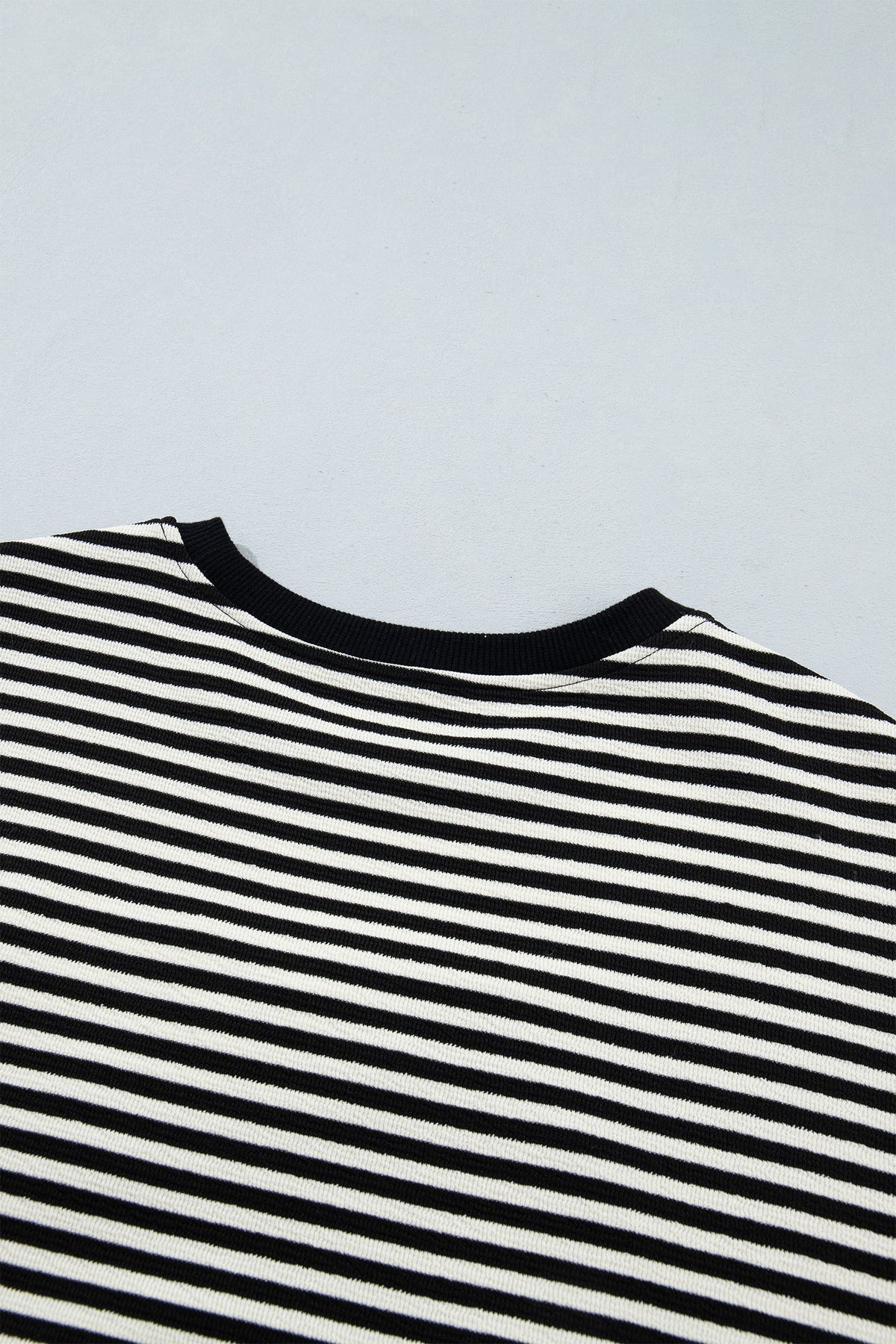 Black Stripe Velvet Bow Pattern Dropped Shoulder Loose Sweatshirt-Tops/Sweatshirts & Hoodies-[Adult]-[Female]-2022 Online Blue Zone Planet
