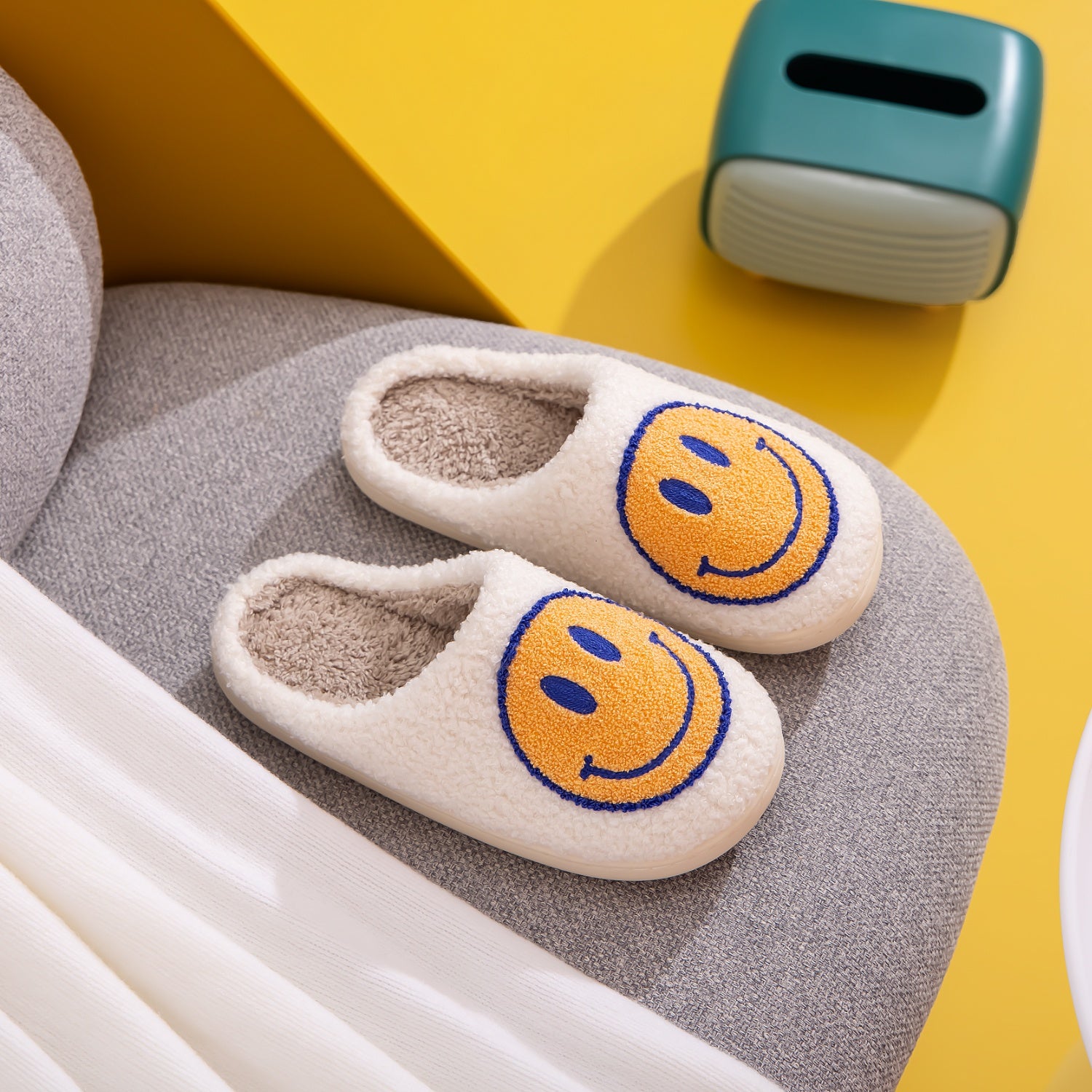 Blue Zone Planet |  Melody Smiley Face Slippers BLUE ZONE PLANET