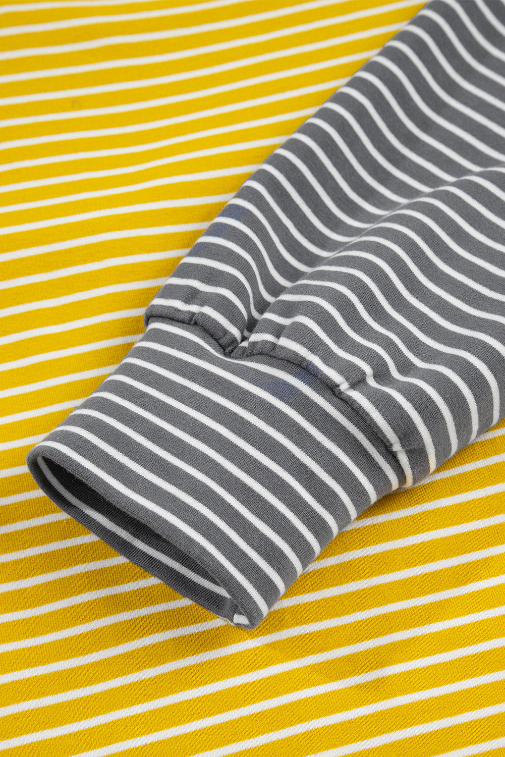 Yellow Stripe Color Block Drawstring V Neck Loose Fit Hooded Top-Tops/Sweatshirts & Hoodies-[Adult]-[Female]-2022 Online Blue Zone Planet