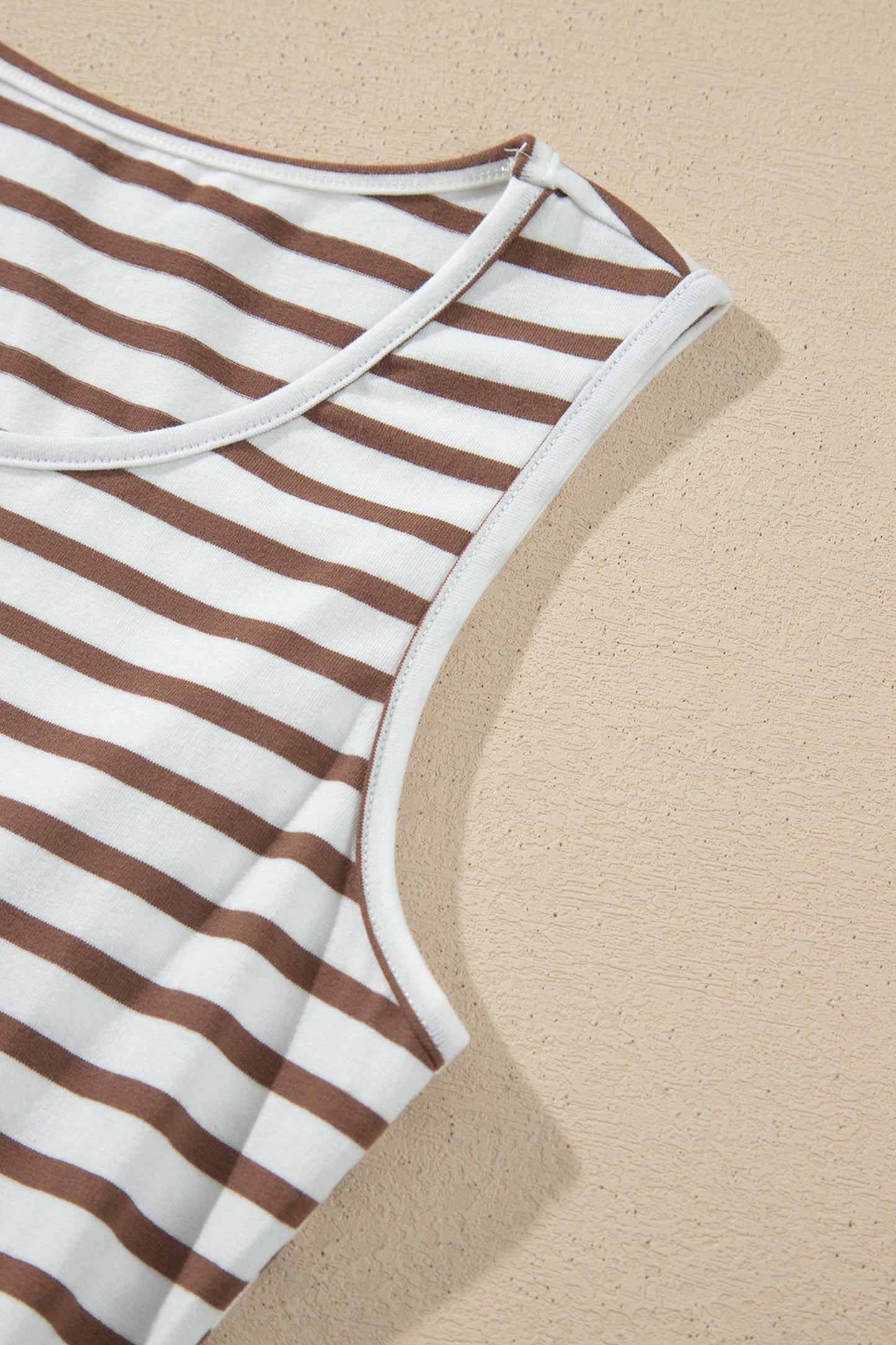 Chestnut Striped Colorblock Patchwork Sleeveless Casual Long Dress-TOPS / DRESSES-[Adult]-[Female]-2022 Online Blue Zone Planet
