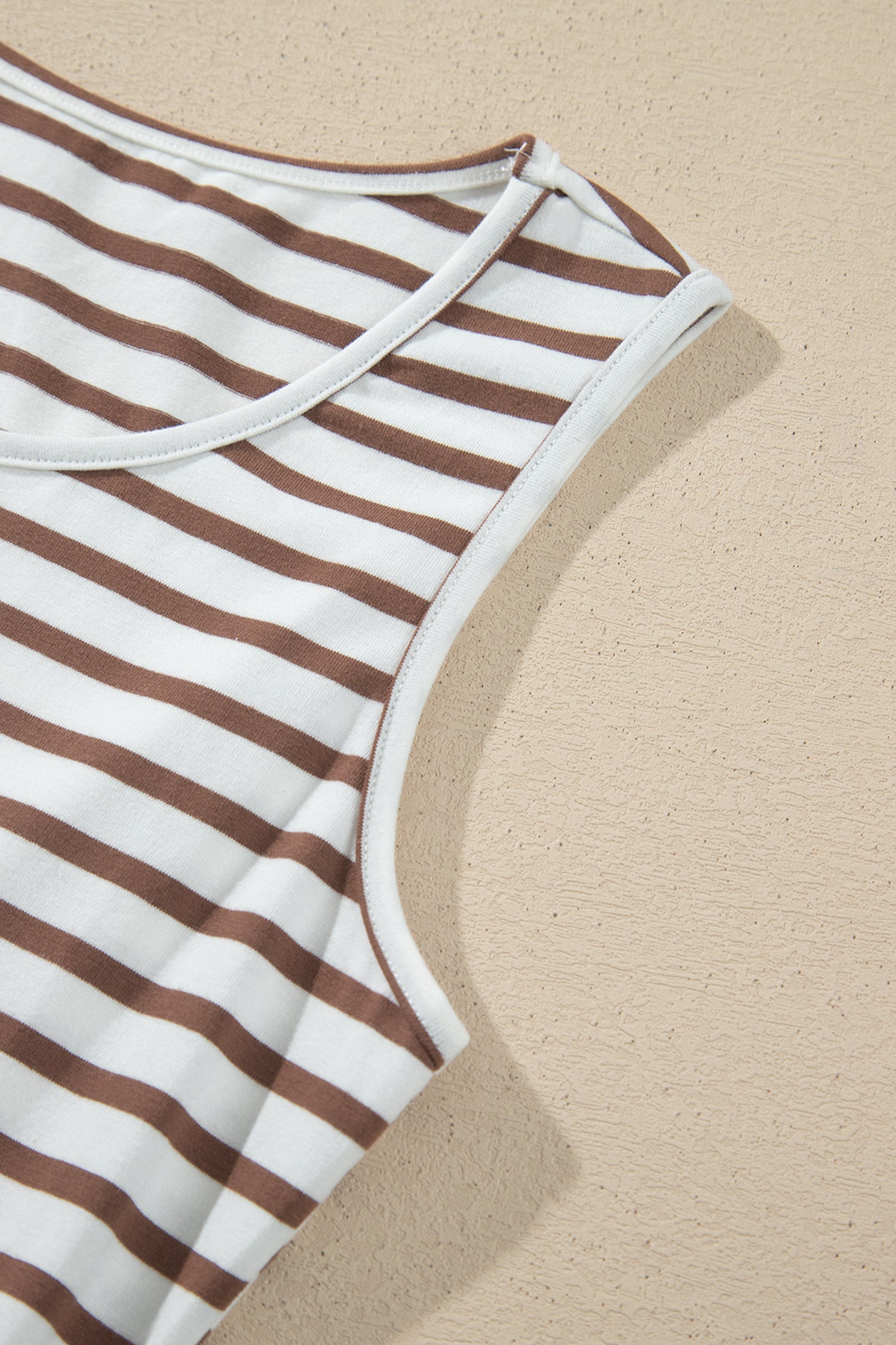 Chestnut Striped Colorblock Patchwork Sleeveless Casual Long Dress-TOPS / DRESSES-[Adult]-[Female]-2022 Online Blue Zone Planet