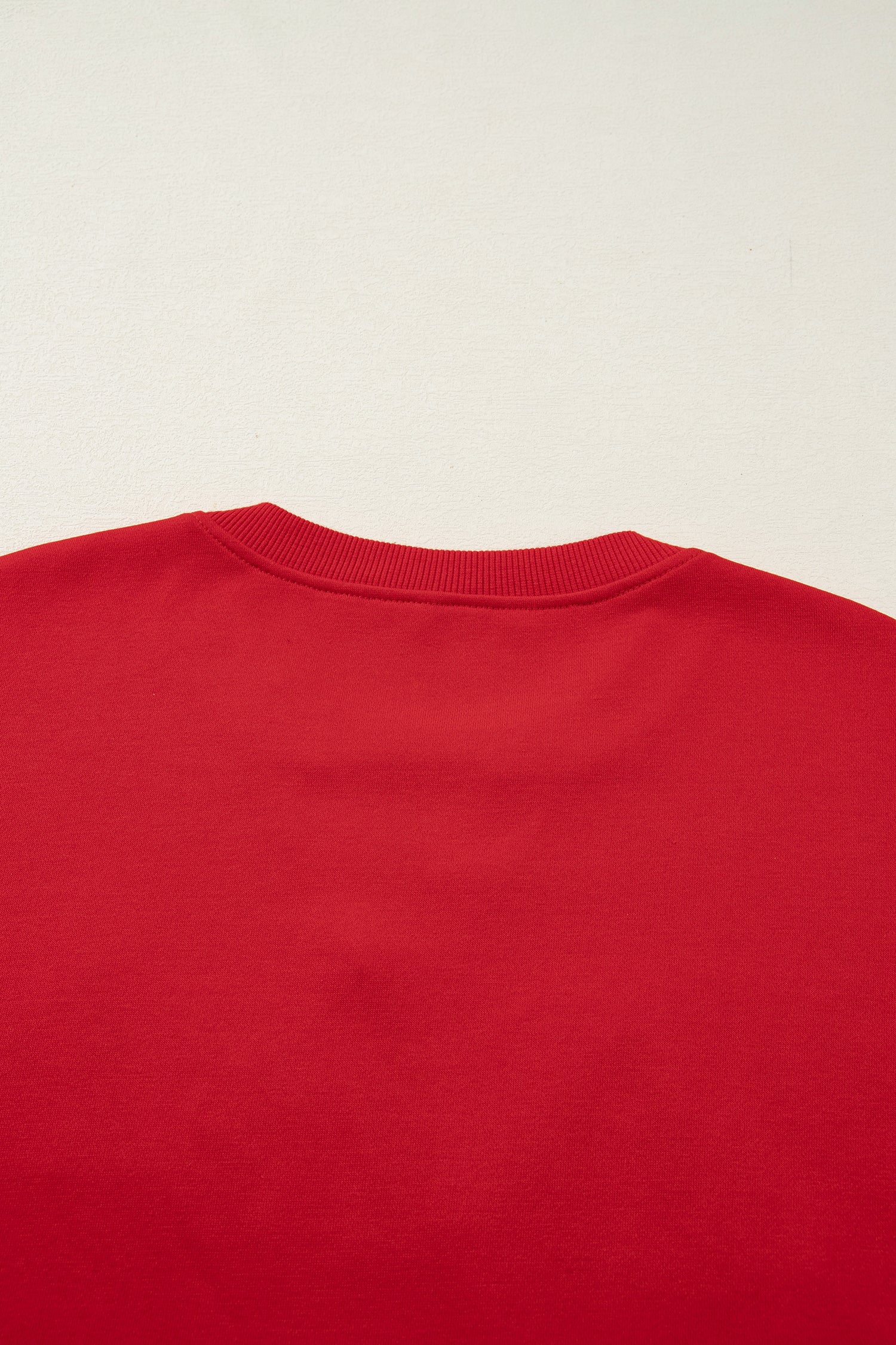 Tomato Red Christmas Tree Embroidered Notched Neck Cropped Sweatshirt-Tops/Sweatshirts & Hoodies-[Adult]-[Female]-2022 Online Blue Zone Planet