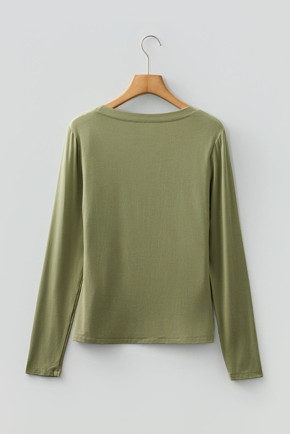 Laurel Green Solid Color Long Sleeve Fitted Top-Tops/Long Sleeve Tops-[Adult]-[Female]-2022 Online Blue Zone Planet