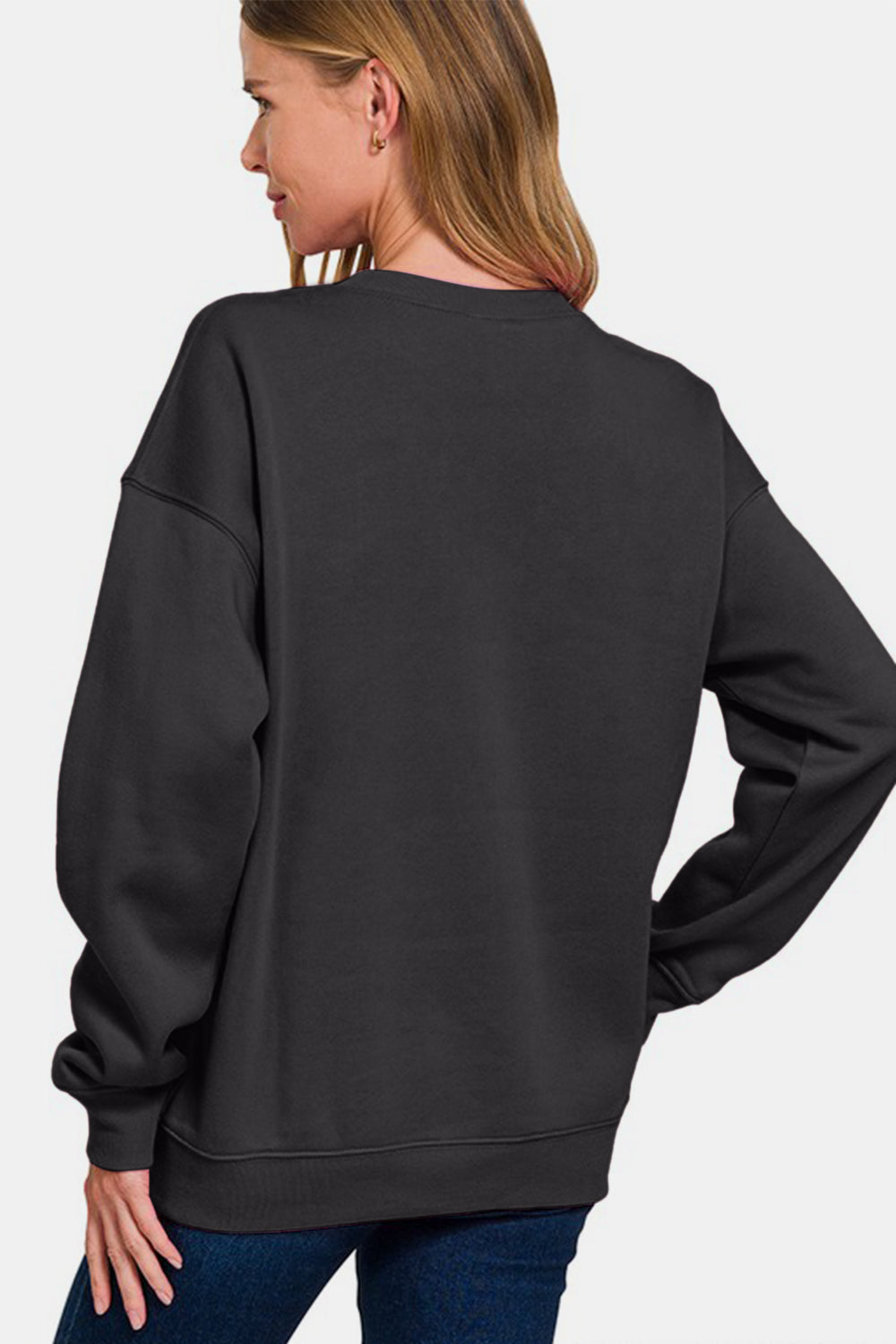 Zenana WEEKEND Round Neck Dropped Shoulder Sweatshirt-TOPS / DRESSES-[Adult]-[Female]-2022 Online Blue Zone Planet