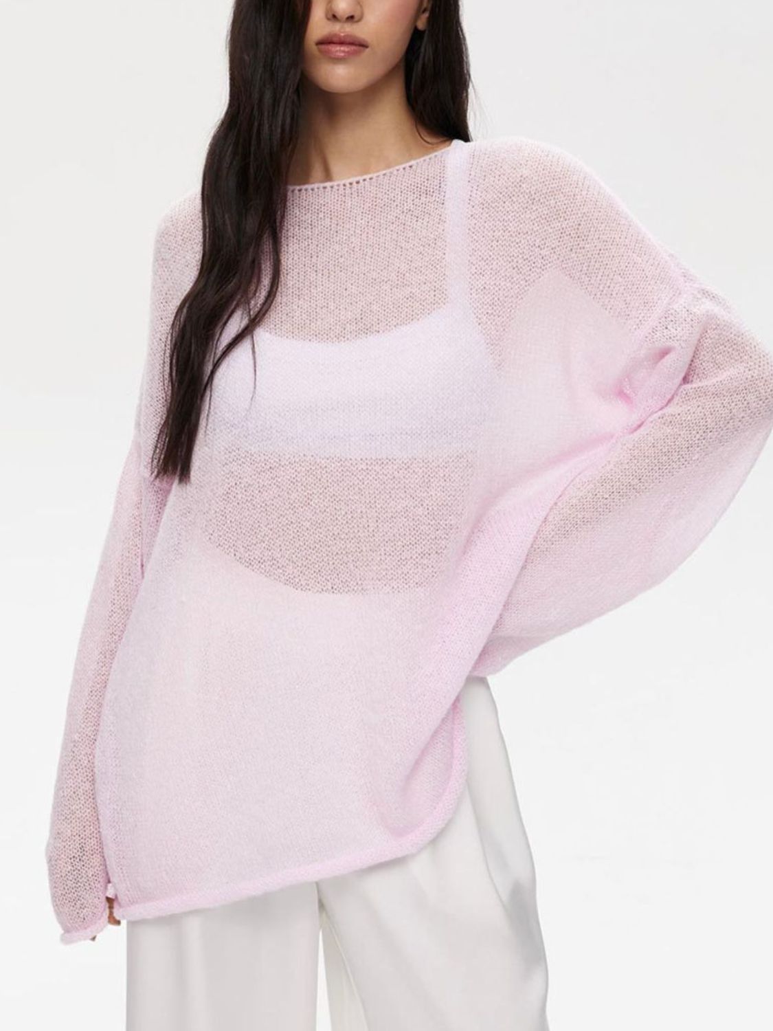 Boat Neck Long Sleeve Knit Cover Up-TOPS / DRESSES-[Adult]-[Female]-Blush Pink-S-2022 Online Blue Zone Planet