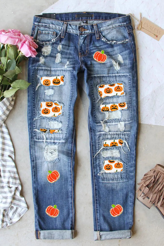 Distressed Pumpkin Jeans with Pockets-TOPS / DRESSES-[Adult]-[Female]-Medium-4-2022 Online Blue Zone Planet