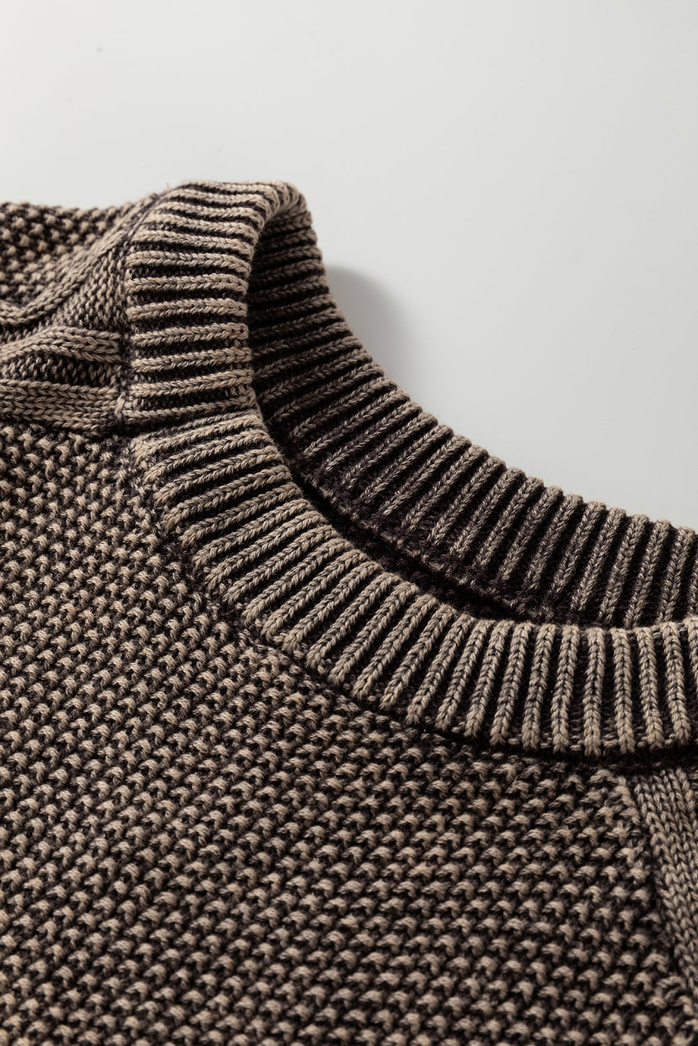 Dark Brown Contrast Cable Knit Sleeve Casual Sweater-TOPS / DRESSES-[Adult]-[Female]-2022 Online Blue Zone Planet