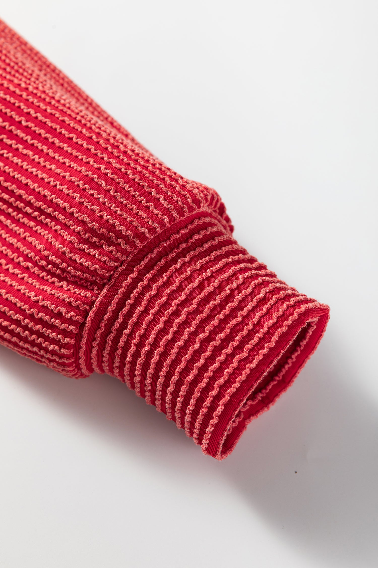 Racing Red Twisted Rib Outlined Merry Letter Graphic Loose Long Sleeve Top-Tops/Long Sleeve Tops-[Adult]-[Female]-2022 Online Blue Zone Planet