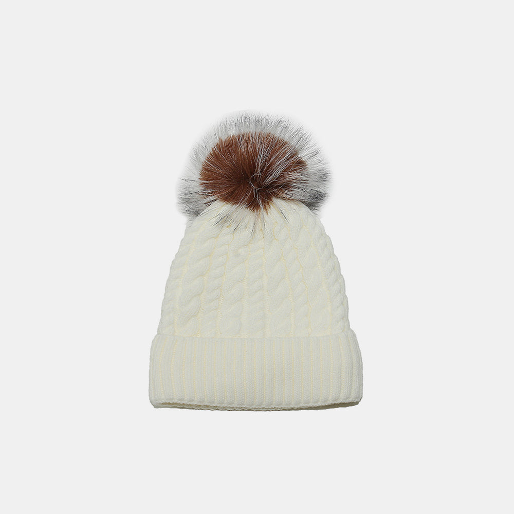 Blue Zone Planet | Cable Knit Winter Hat with Pompom-HATS-[Adult]-[Female]-Ivory-One Size-2022 Online Blue Zone Planet