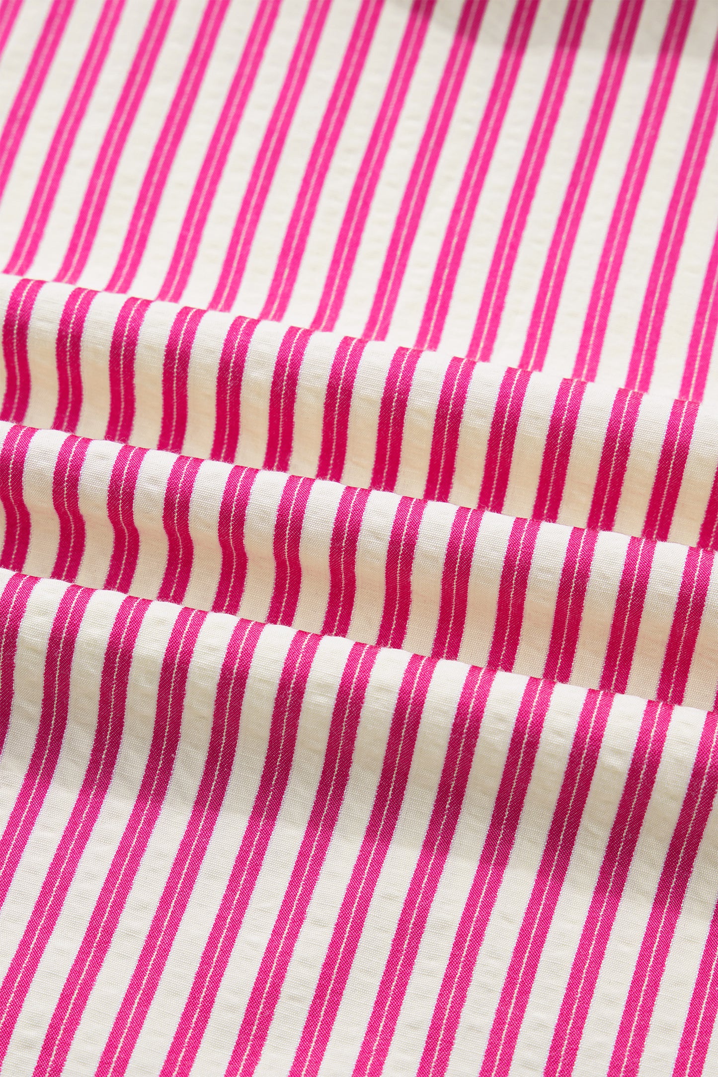 Rose Stripe Shirred Yoke Ruffled Short Sleeve Blouse-Tops/Blouses & Shirts-[Adult]-[Female]-2022 Online Blue Zone Planet