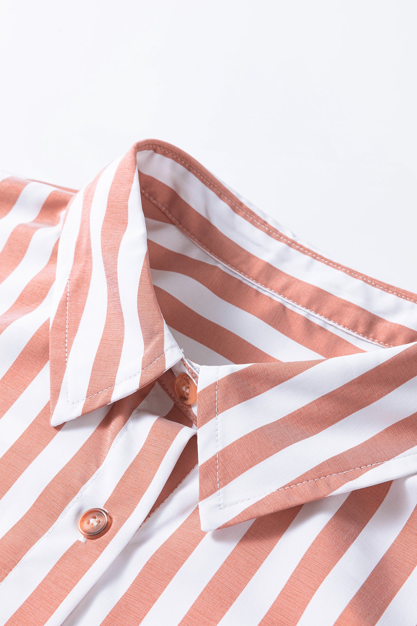 Khaki Stripe Button Front Ruffle Hem Bracelet Sleeve Shirt-Bracelet-[Adult]-[Female]-2022 Online Blue Zone Planet